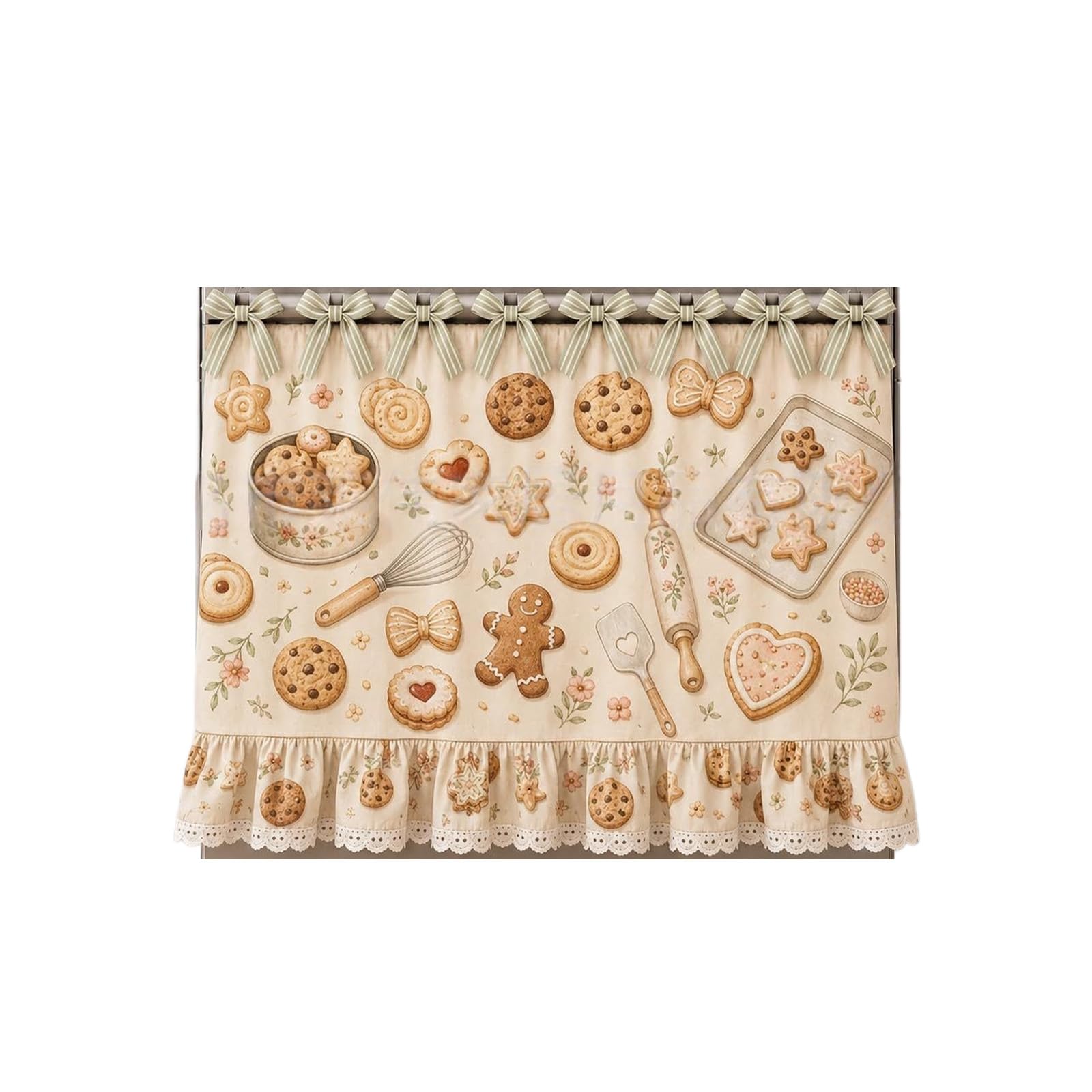 PANGBOER Polyester Kitchen Appliance Cover Over Skirt Curtain with Bowtie Closure and Rural Pattern for Home Decoration Stove Skirt Curtain