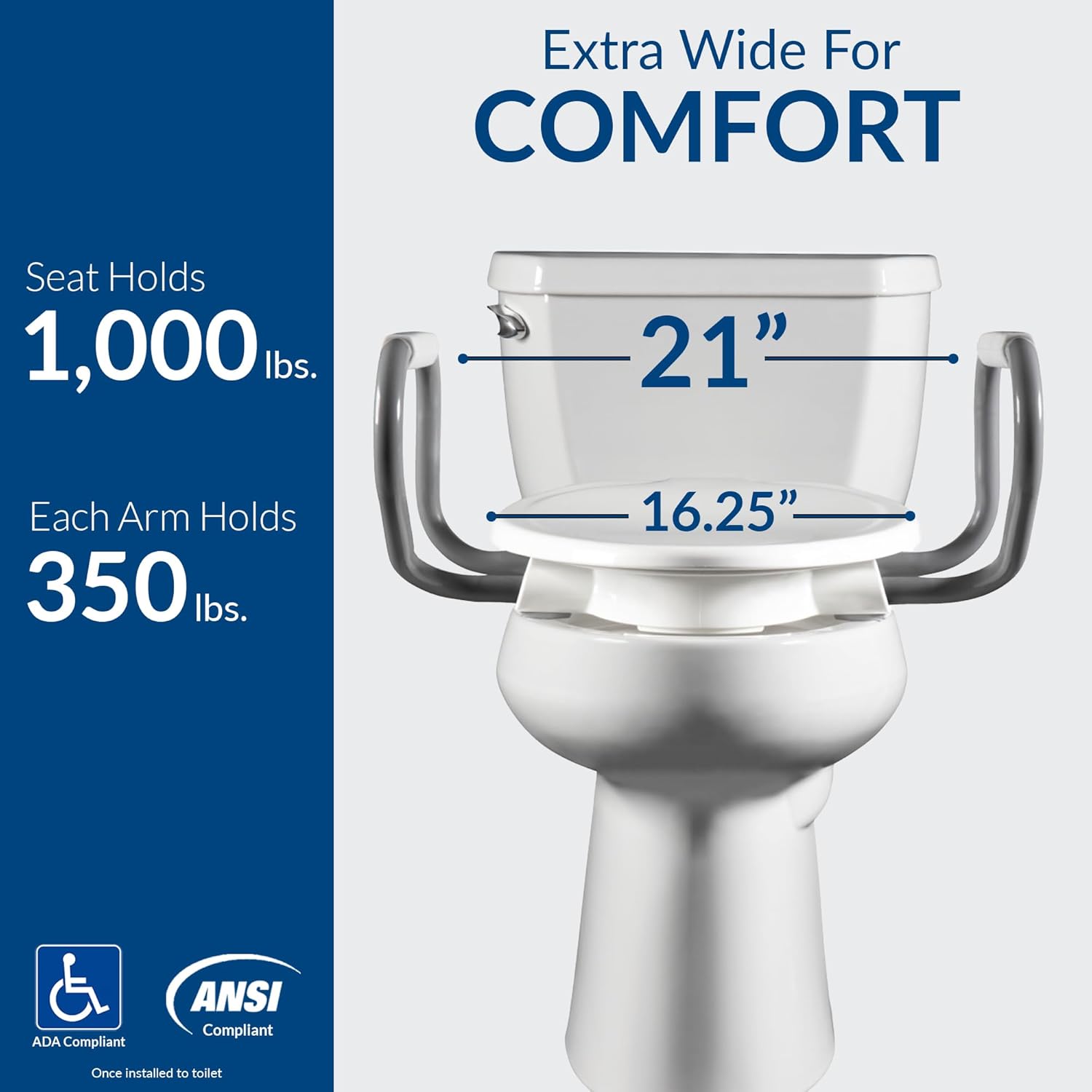 White Raised Toilet Seat with Handles and Bidet Attachment