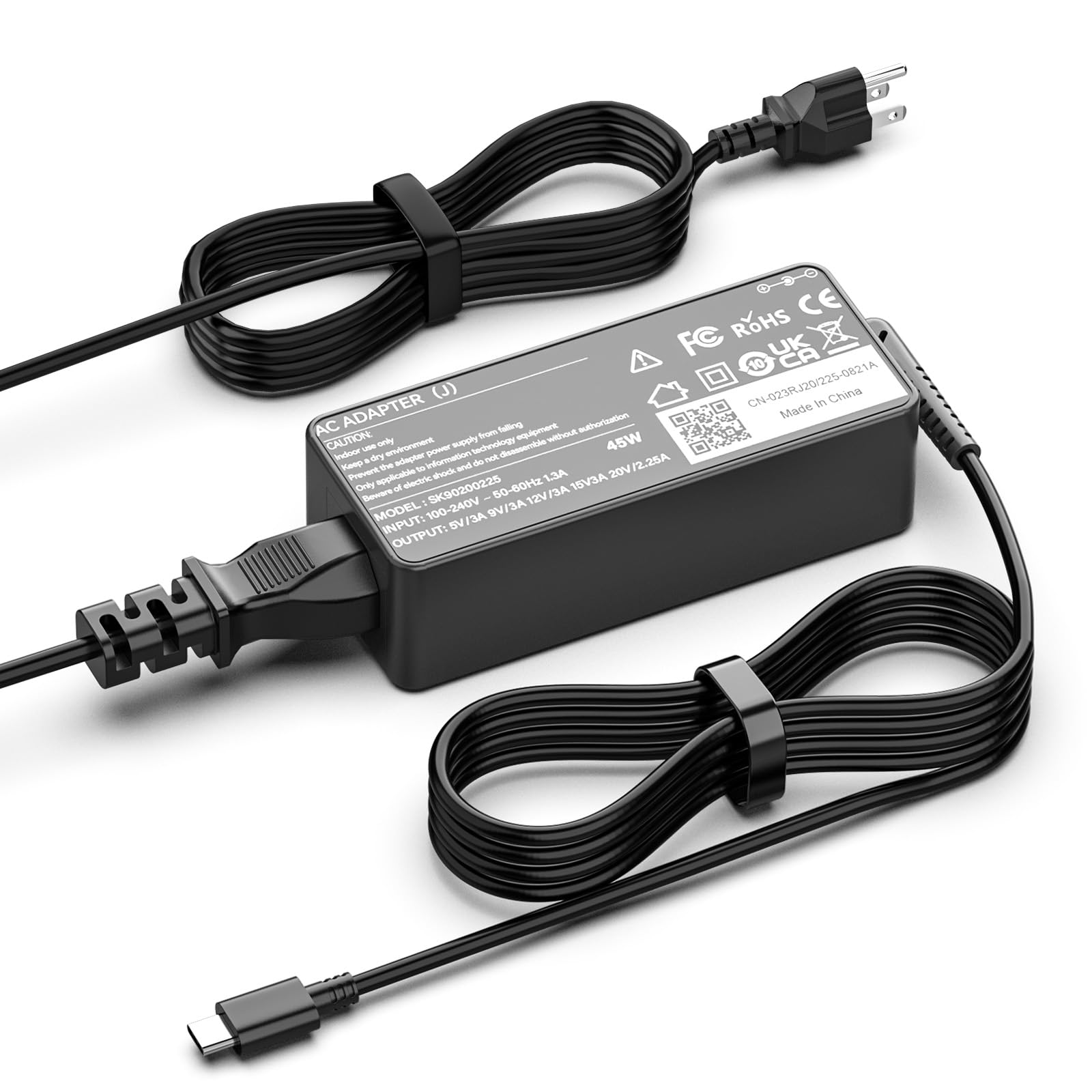 45W USB-C Laptop Charger Compatible with Lenovo ThinkPad T480 T490 T570 T580 T580S E480 E485 E495 E595; Yoga 720 730 730s S730 910 920 C630 C930 C940 S940; Chromebook 100E 300E 500E C330 C340