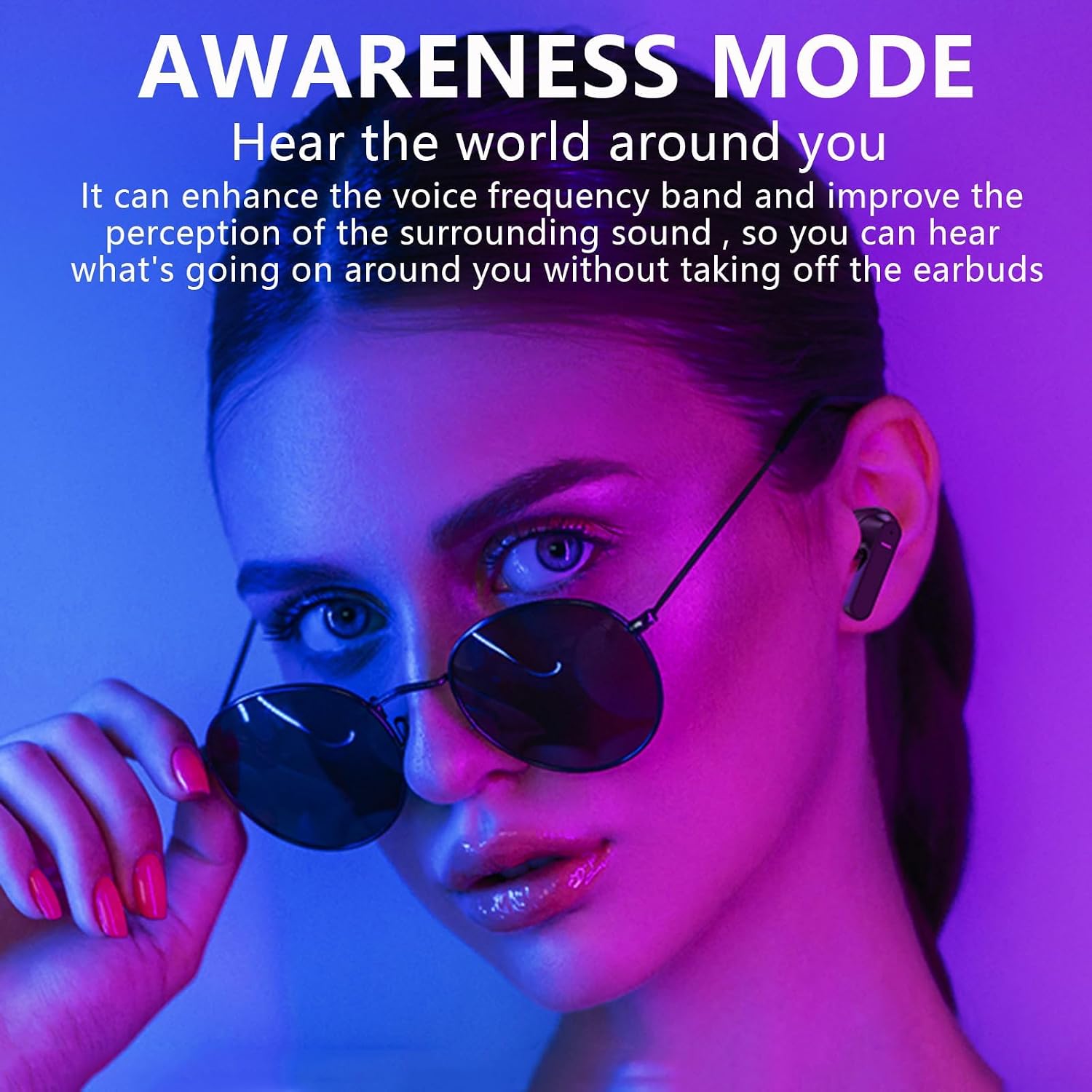 Xmenha earbuds with Transparency Mode feature highlighted