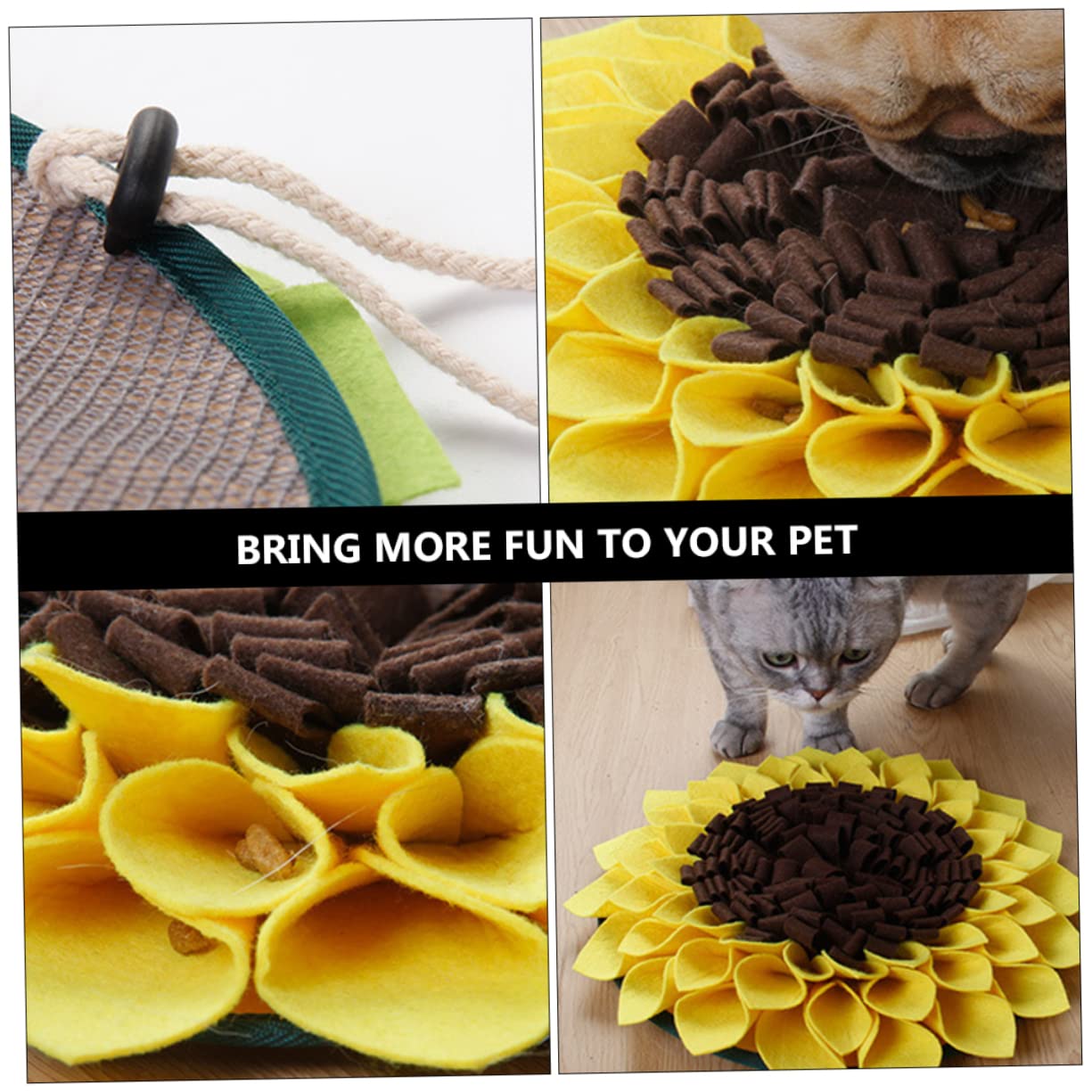POPETPOP 3st Pet Sniffing Pad Schnüffelmatte Für Haustiere Interaktives Spielzeug Für Hunde Welpe Frisst Langsam Matte Langsamfütterungsmatte Für Hunde Verstopfte Nase Filzstoff Sonnenblume