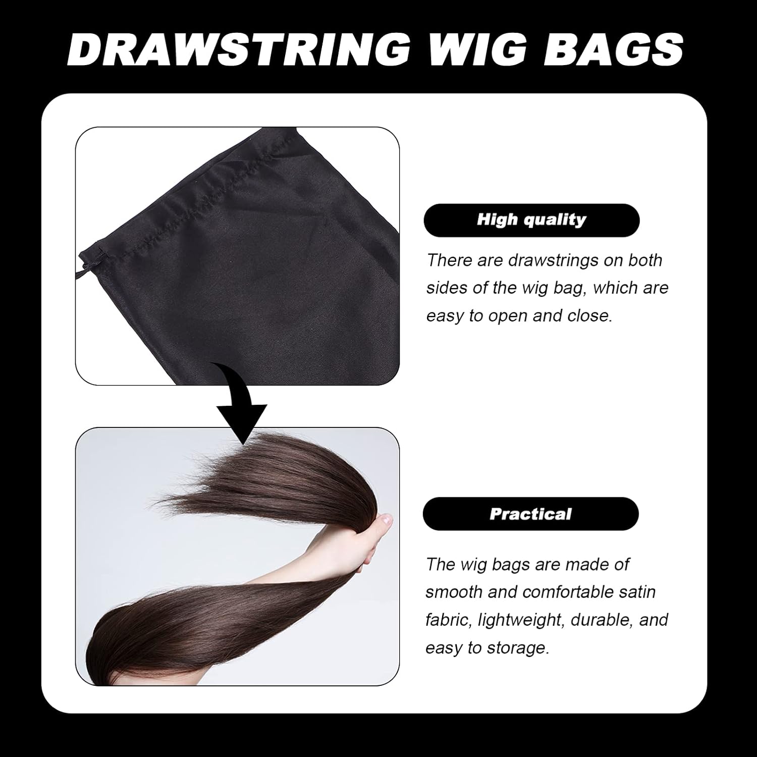 FRCOLOR Satin Wig Bags with Drawstring - Image 4