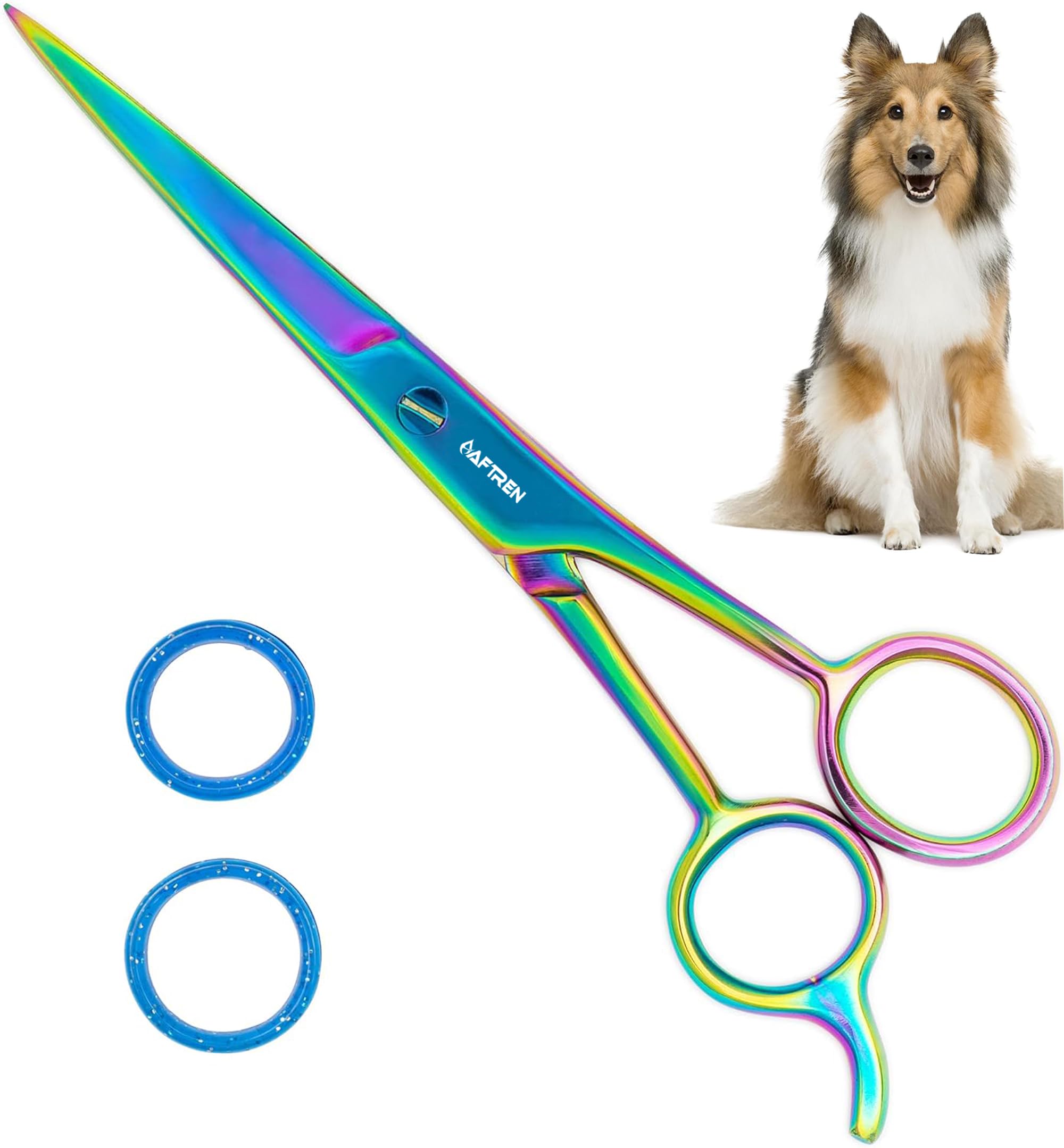 Tijeras de peluquería canina curvadas de 7,5 "con puntas redondas, tijeras profesionales para cuidado de mascotas, acero inoxidable J2 para perros y gatos (Multi, 7,5 pulgadas)