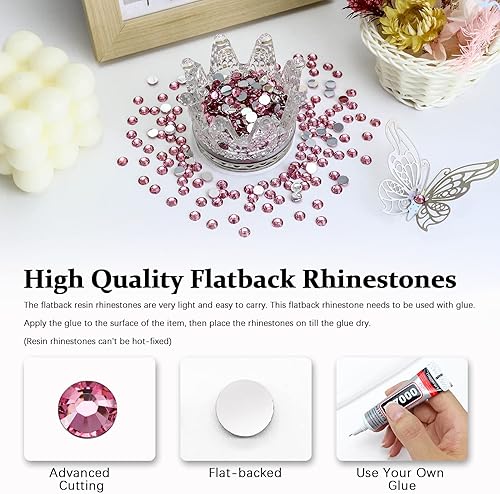 Miniatura 2 de Briskbloom 4500 diamantes de imitación de resina con parte trasera plana, diamantes de imitación de 0.079 in, 0.118 in, 0.157 in, 0.197 in y 0.236