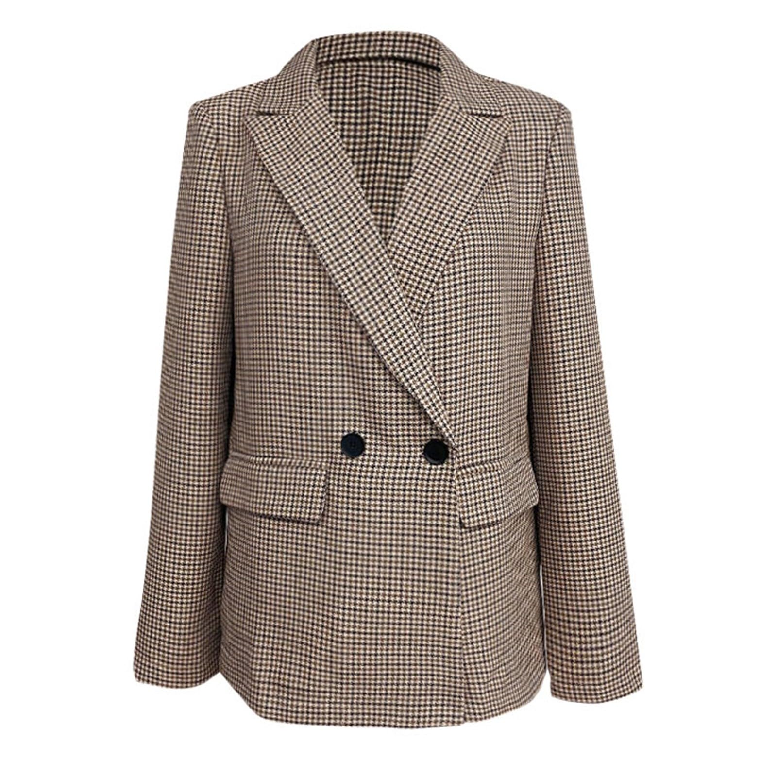 Damen Blazer Sportlich Elegant Kariert Longblazer Große Größen Damenblazer