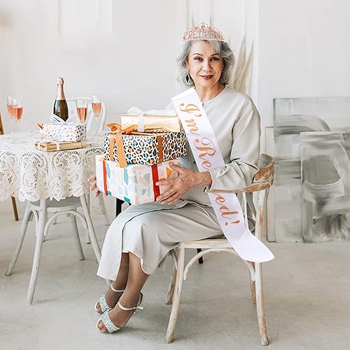 Miniatura 7 de GotGala Decoraciones de fiesta de jubilación, regalos de jubilación para mujeres, juego de tiara y banda de jubilación, corona de cristal con