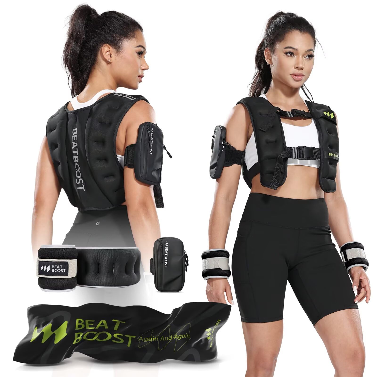 Weighted Vest for Women Men BeatBoost 10lb/15lb/20lb/25lb/30lb/35lb/40lb Weight Vest with Ironsand for Strength Training Running Walking Workout