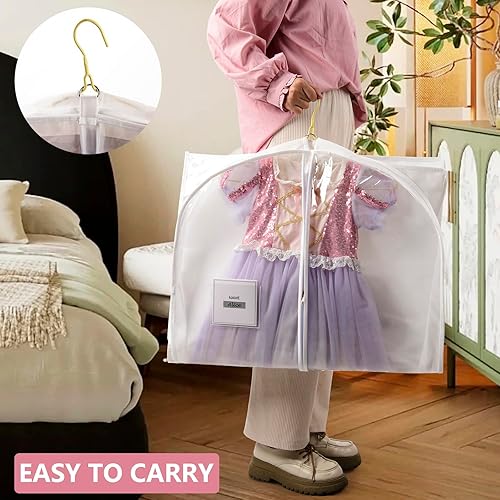 Vista 12 de Paquete de 5 bolsas de ropa de 40 pulgadas para colgar ropa, bolsas transparentes para ropa con refuerzos de 4 pulgadas para almacenamiento