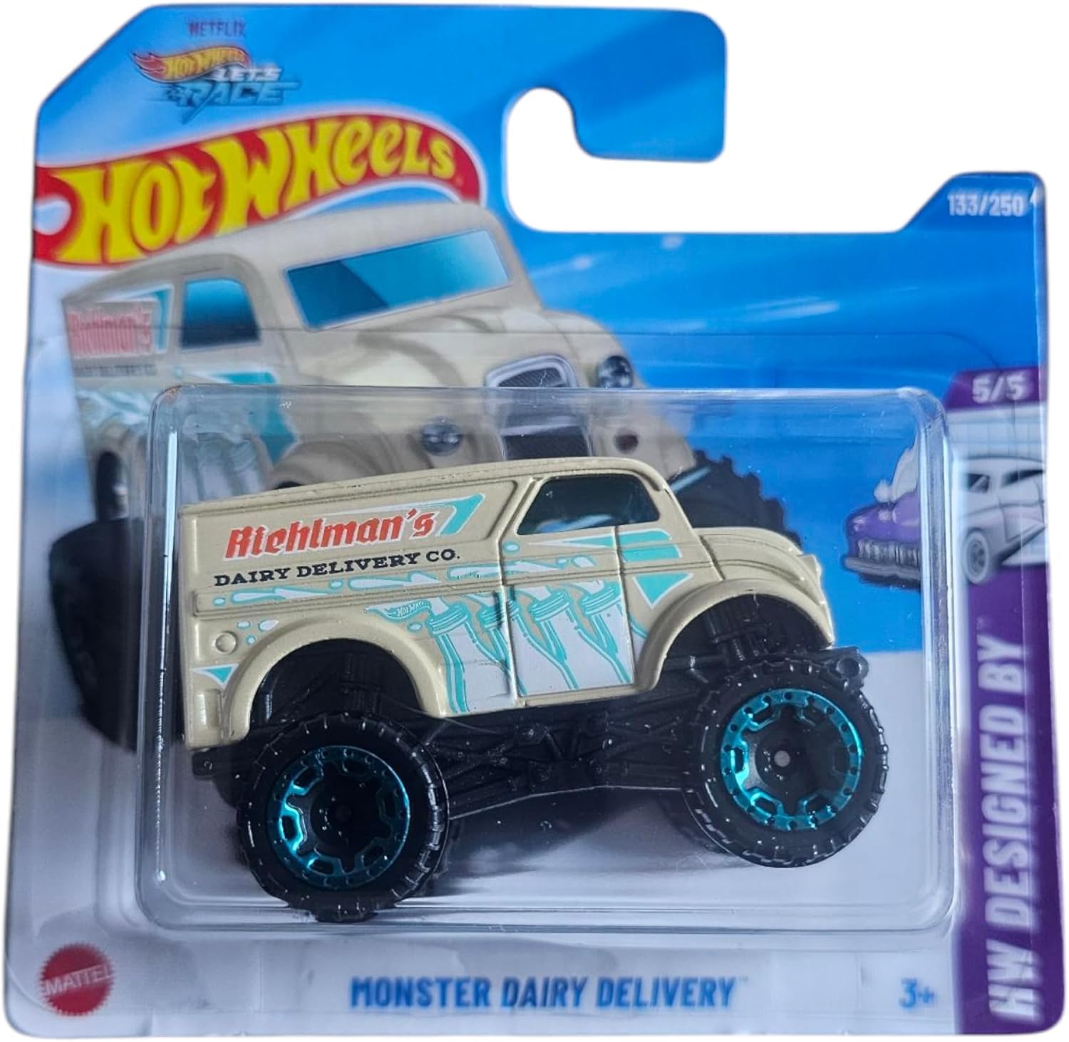 Hot Wheels Monster Dairy Delivery, HW Designed By Series 5/5, Die-Cast Vehicle, Grey, 1:64