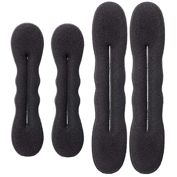 Magic Hair Bun Maker Set of 2 With 2 Sizes - Hair Donut Bun Maker Womens Hair Ring Bun Former Shaper Hair Styler Maker Tool Set - 2 Large + 2 Small - Black