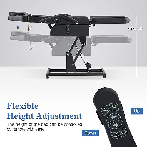 Miniatura 4 de BarberPub Cama facial totalmente eléctrica con 3 motores para esteticista, silla de tatuaje eléctrica para cliente, cama facial para esteticista,