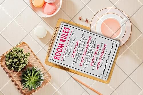 Miniatura 6 de Letrero de habitación para adolescentes y niñas, decoración de puerta de dormitorio para adolescentes y niños, letreros de reglas de habitación