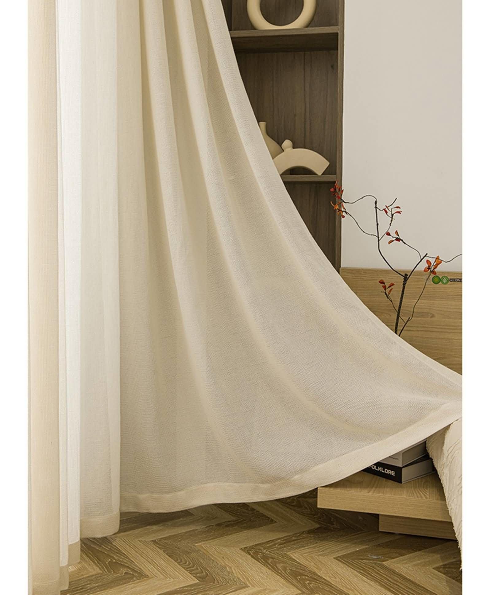 Tenda Semi Oscuranti 2 Pannelli,2 x 102W x 214H CM,Tende da Camera Beige Tinta Unita Tenda con Occhielli