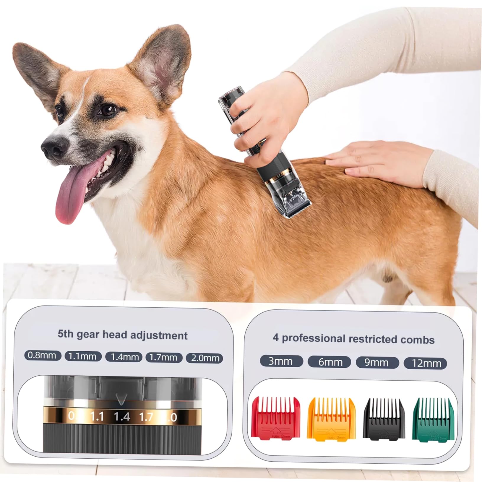 COLLBATH Kit Tosatrice Per Cani E Gatti 11 Pezzi Silenzioso Lavabile Ricaricabile Con Indicatore Di Batteria A Led
