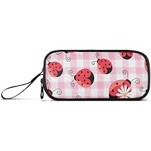 Ladybug Pencil Case for Girls, Pencil Pouch with 3 Compartments, Large Pencil Bag for School & Office