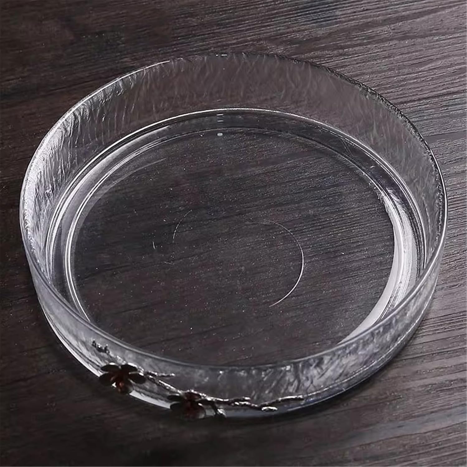 Ikebana Vase Transparent Glass Round Flower Plate Floral Arrangement Container Planter Ornament Flower Arrangement Pot