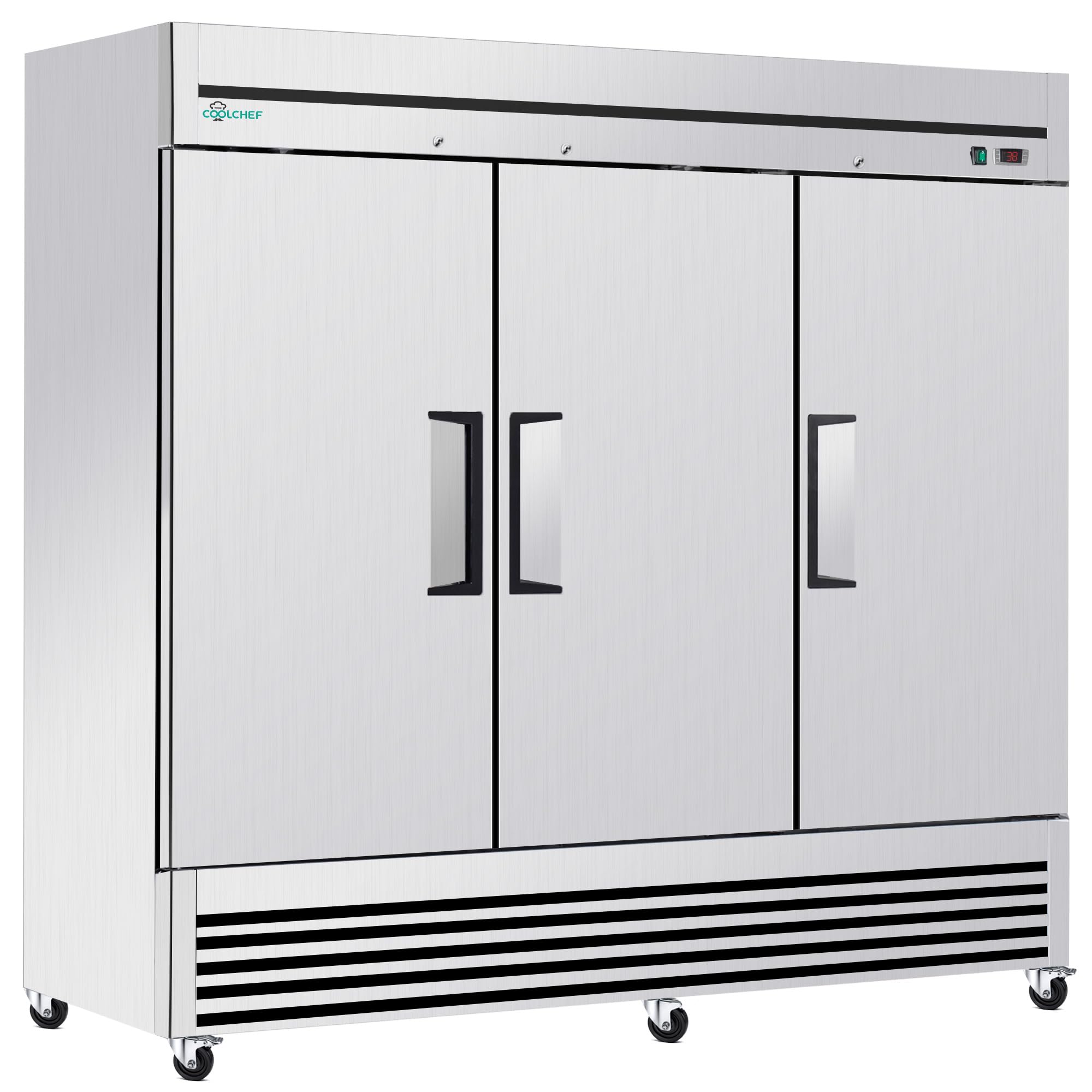 81" Commercial Freezer, 72 Cu.Ft Upright Reach-in Freezer with 3 Solid Doors, -8℉~0℉, Stainless Steel Interior &amp; Exterior, Fan Cooling for Restaurants, Bars &amp; Supermarkets, ETL and DOE Approved