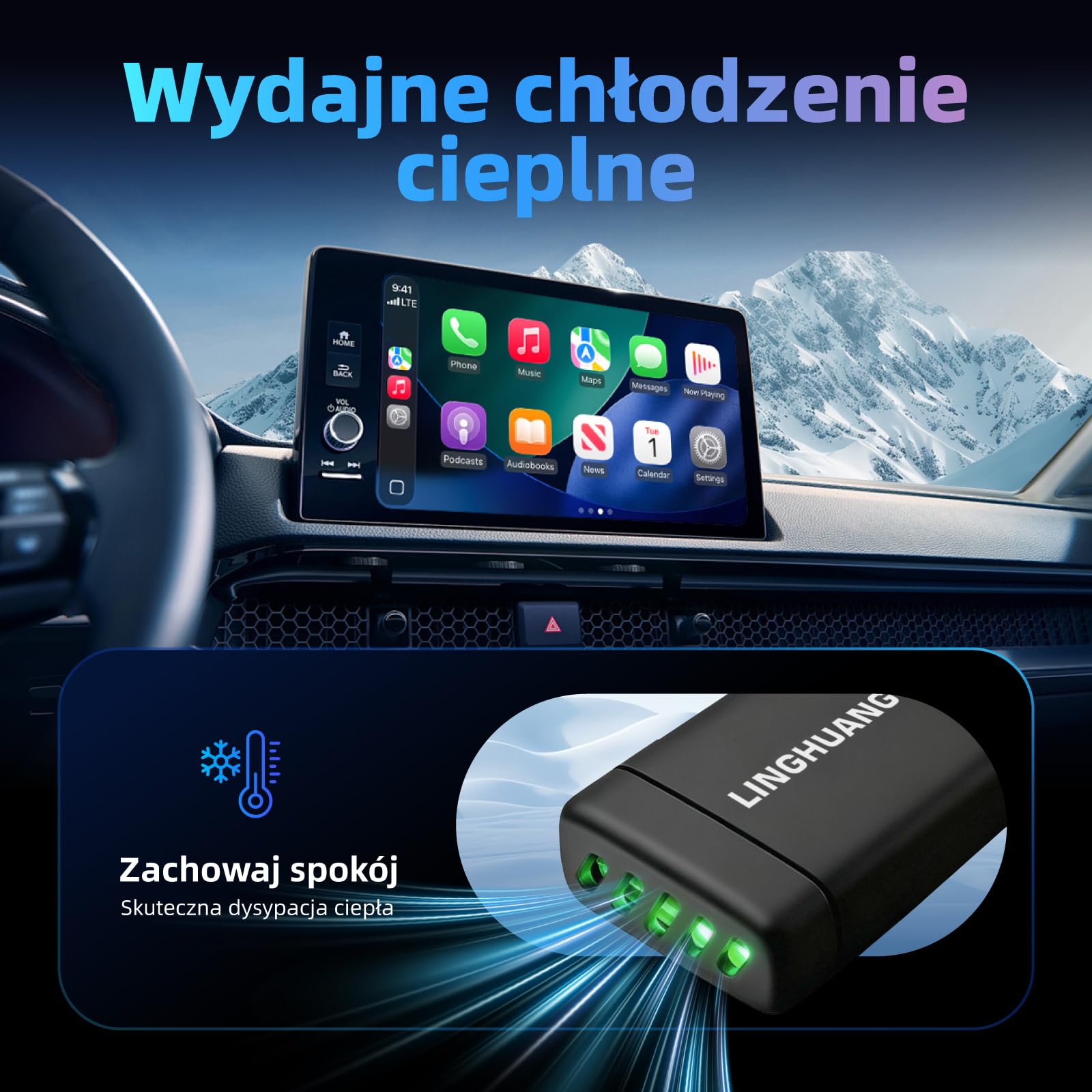LINGHUANG Adapter bezprzewodowy Carplay i mini bezprzewodowy adapter do systemu Android Auto Wireless, przekształca kabel w bezprzewodowy, Plug & Play, szybkie i stabilne połączenie, kompatybilny z