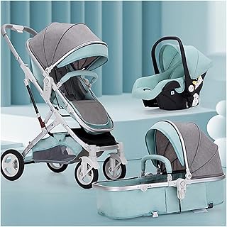 3 in 1 Baby Stroller Carriage Foldable Coches para Bebes Luxury Pushchair Stroller Shock Absorption Springs High View Pram Baby Stroller with Aluminum Frame (Color : Blue)