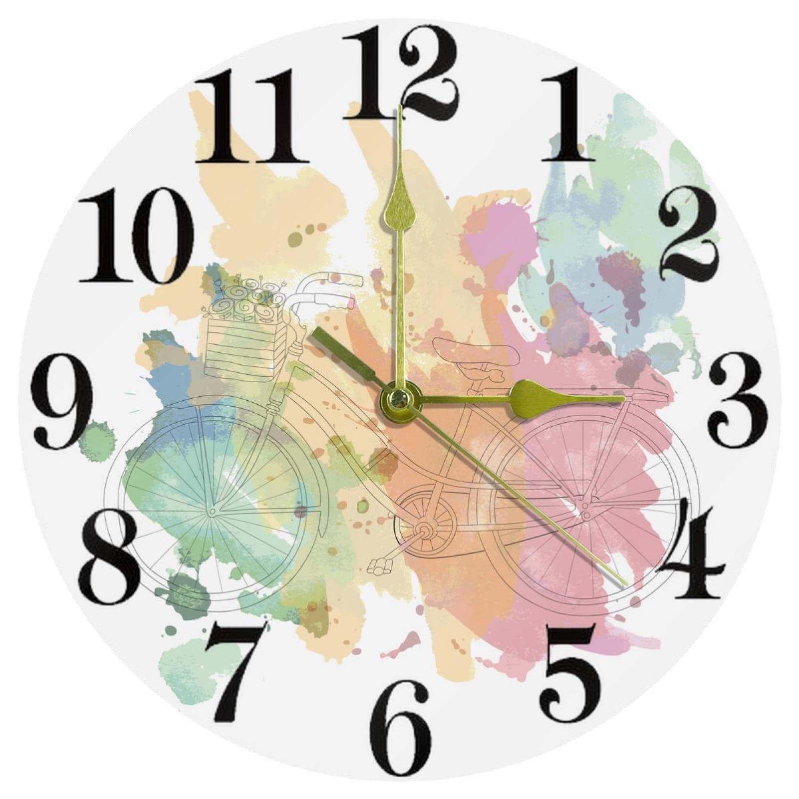 Horloge murale dessinée à la main de 25,4 cm avec un cadran à quartz au style unique