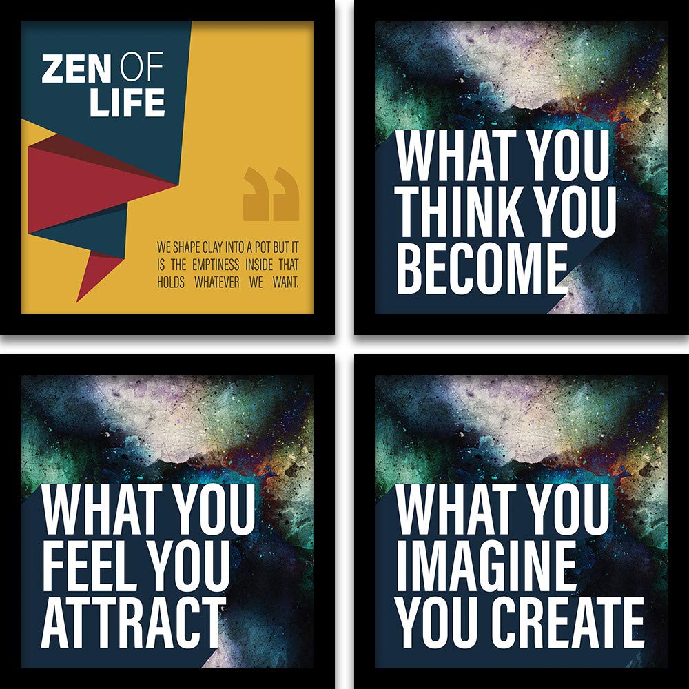 BANGERZ Motivational quotes wall poster-Quotes poster for home and office-inspirational quotes posters set of 4 posters framed (11 inch x 11 inch painting), Multi