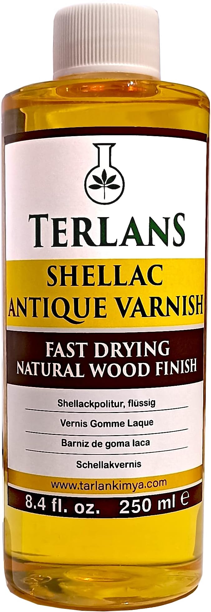 TERLANS Blonde Shellac Liquid, 8.4 fl oz (250 ml) | Natural Wood & Instrument Finish | Light Protective Coating for Antique Restoration