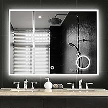 Rectangular Bathroom and Bedroom led Mirror with 3 led Light controllable washbasin Mirror, Anti-Fog Makeup Mirror, 3-Color Customizable led Mirror and Shape Retangular-(18x18).