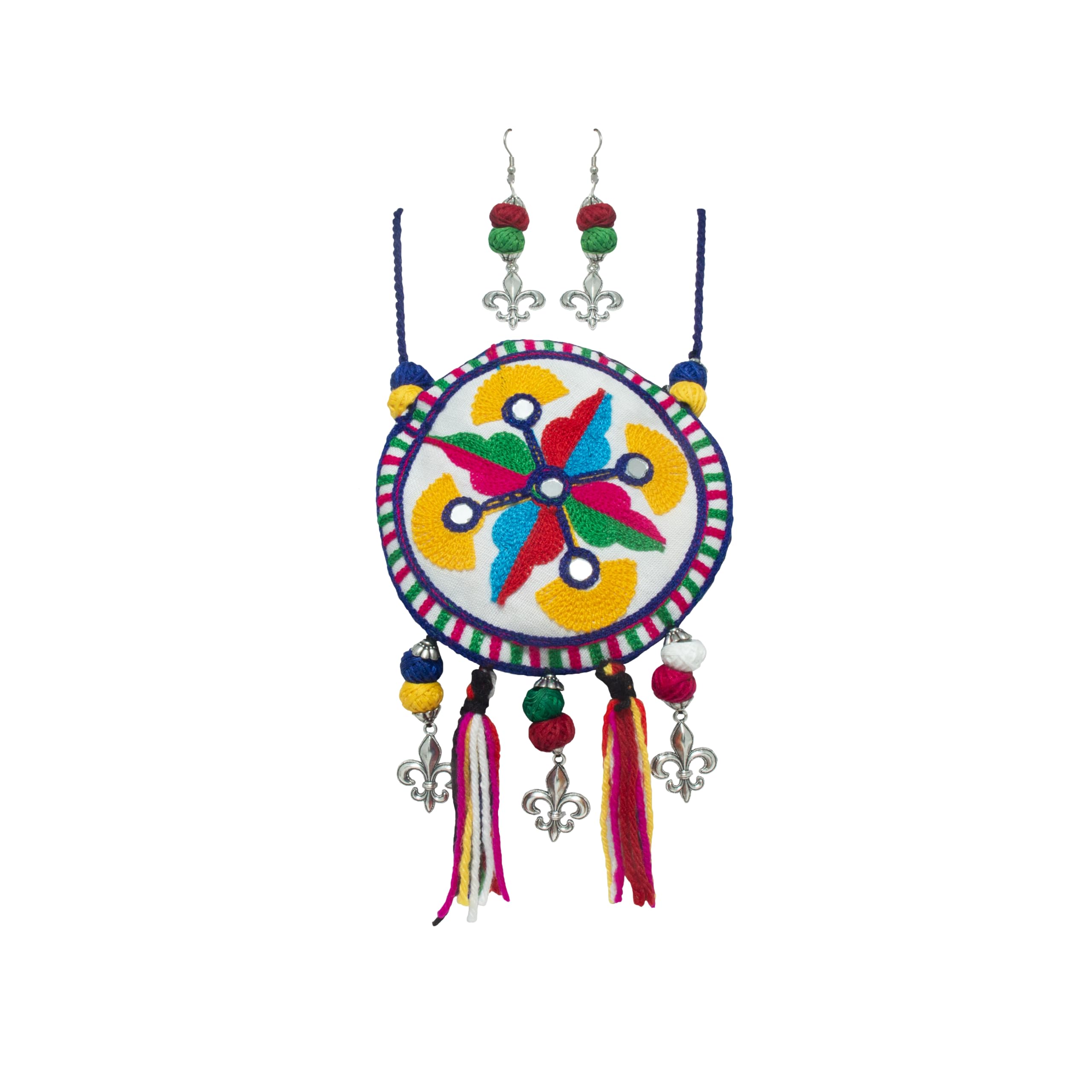 Embrodiery Patch Work Circle Shape NECKLACE with EARRINGS for Women and Girl | Navratri, Garba, Durga Pooja Occasion | Festival | Handicraft | Handmade (B0DFWTWZM8) Amazon Price History, Amazon Price Tracker