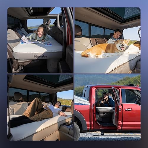 Miniatura 6 de Colchón para camión, cama de campamento de espuma de aire de TPU, asiento trasero inflable CozyPad con bomba incorporada recargable, colchón