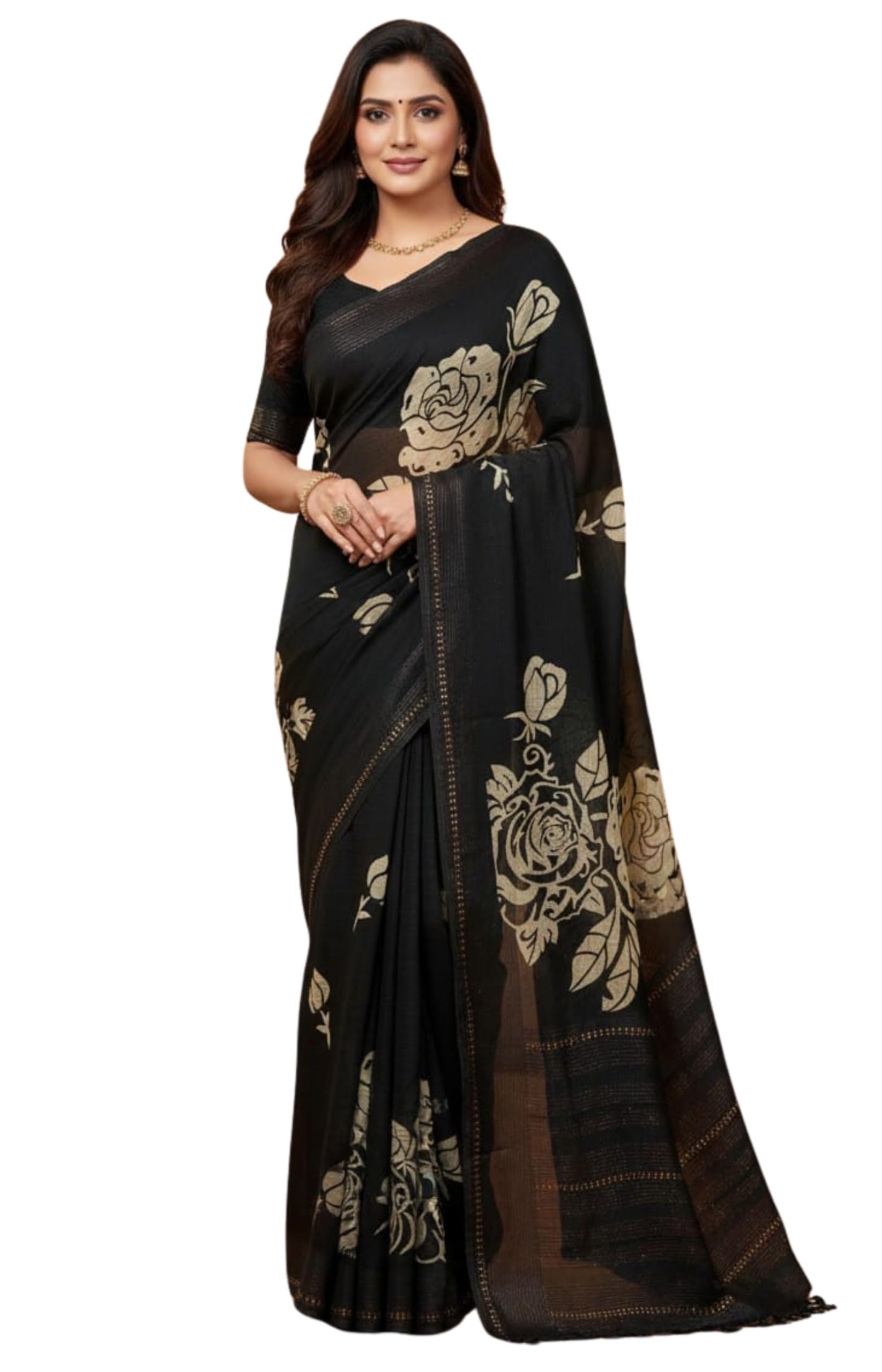 pareek collection Women's Beautiful Georgette Fabric Floral Printed Saree with Matching Blouse-picture-14