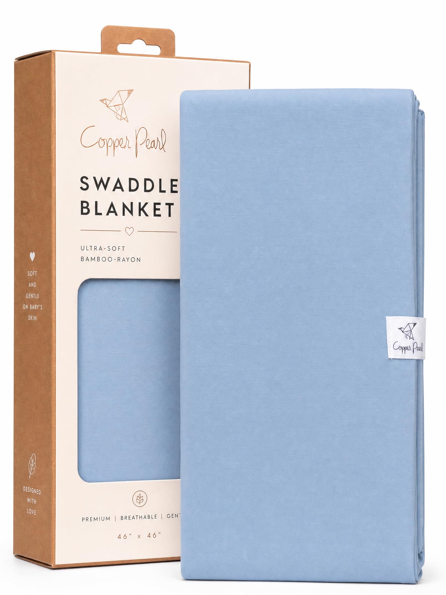 Copper Pearl Swaddle Blankets for Newborns | Soft Stretchy Receiving Blankets for Boys and Girls | Large 46 x 46 Inch Baby Blankets | Lightweight and Breathable Swaddles | Robin