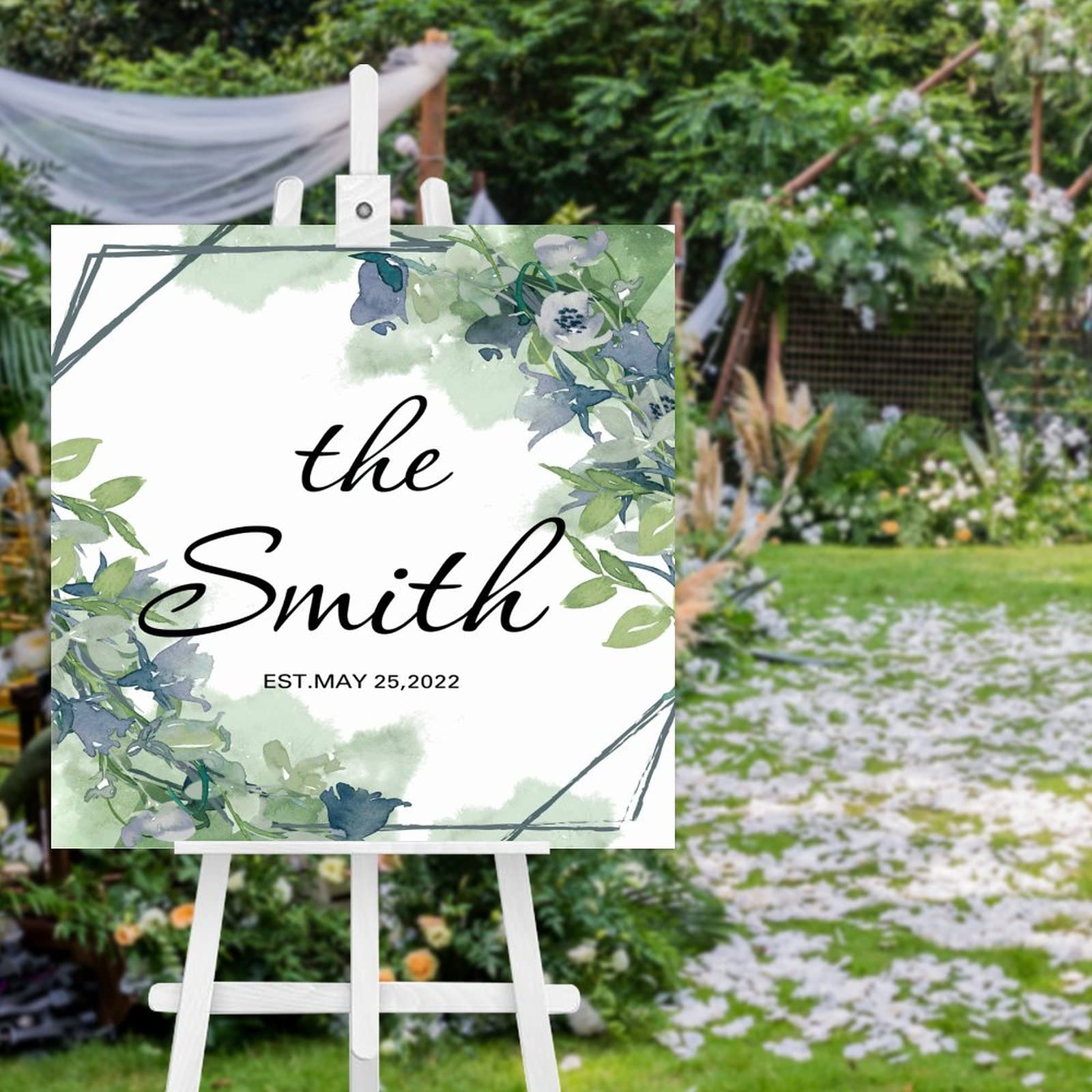 Panneau de bienvenue mariage bois personnalisé greenery réception 50cm