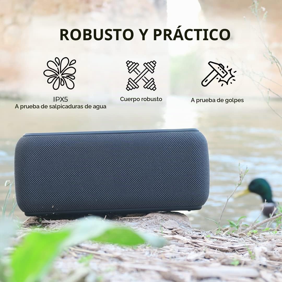 VULKKANO Blast XL - Altavoz Bluetooth Potente Grande 60W - Altavoz inalambrico Portatil con Bluetooth 5.0, 20H de Batería, Tecnologia TWS, USB-C, Carga Rapida, AUX
