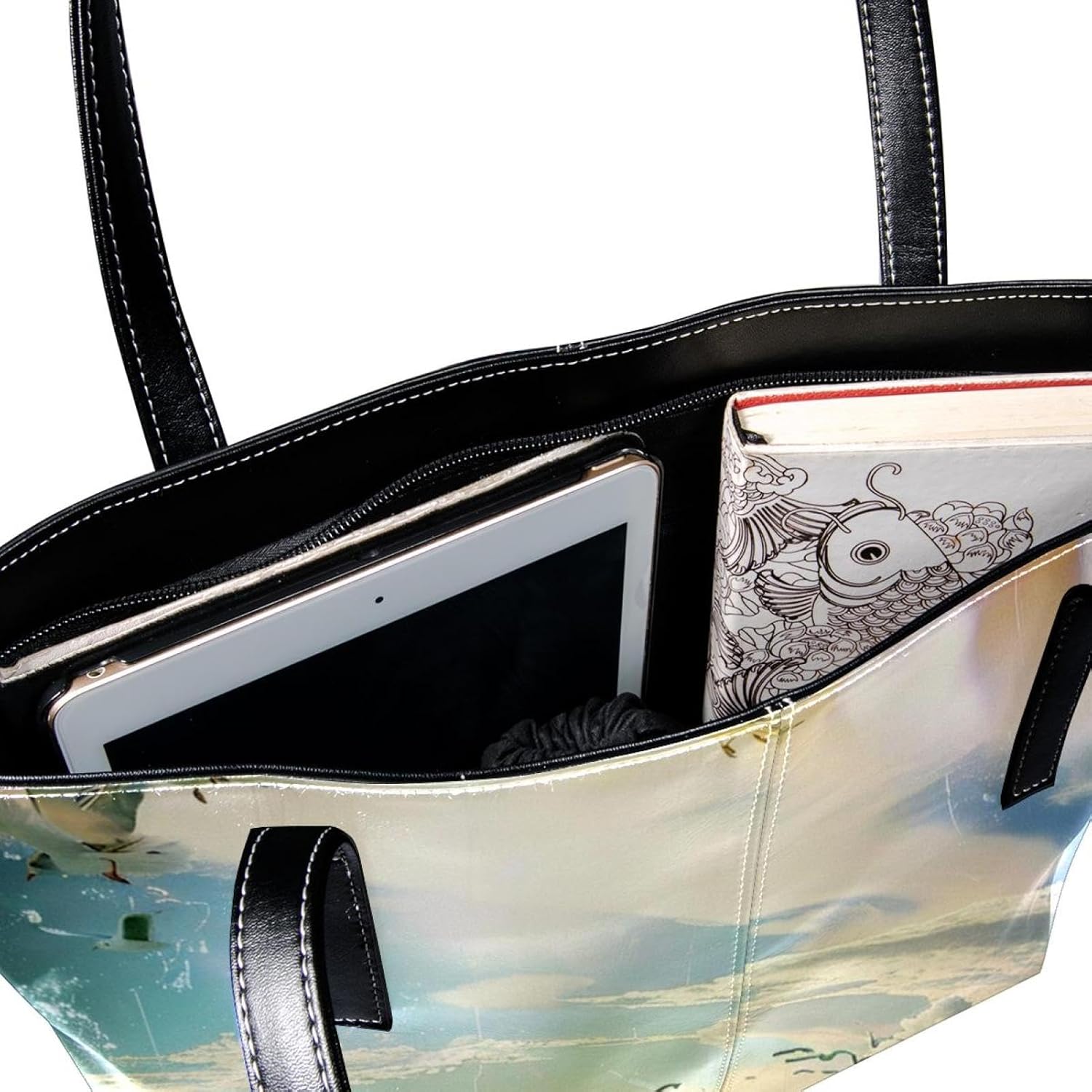 [YTYVAGT] 女性用財布、トートバッグ美学、レディーストートハンドバッグ,雲山鳥の風景