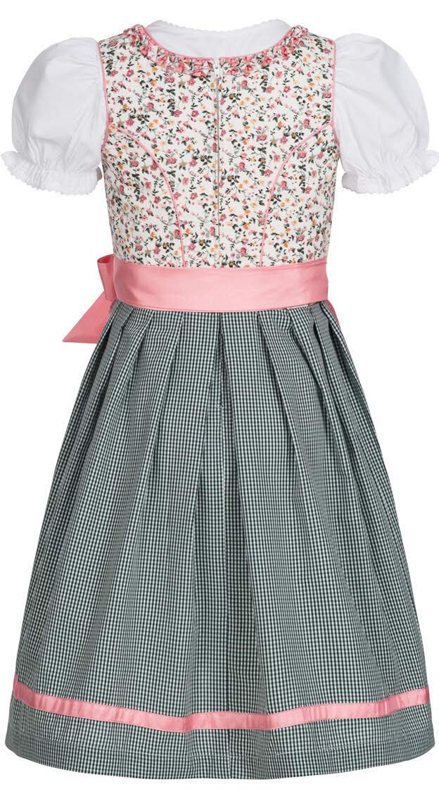 Nübler Dirndl Mädchen NINA - 3-teiliges Set mit Dirndlkleid, Trachtenbluse & Schürze im traditionellen Stil - Original bayerische Tracht, Hochwertige Qualität, Weiß-Rosa