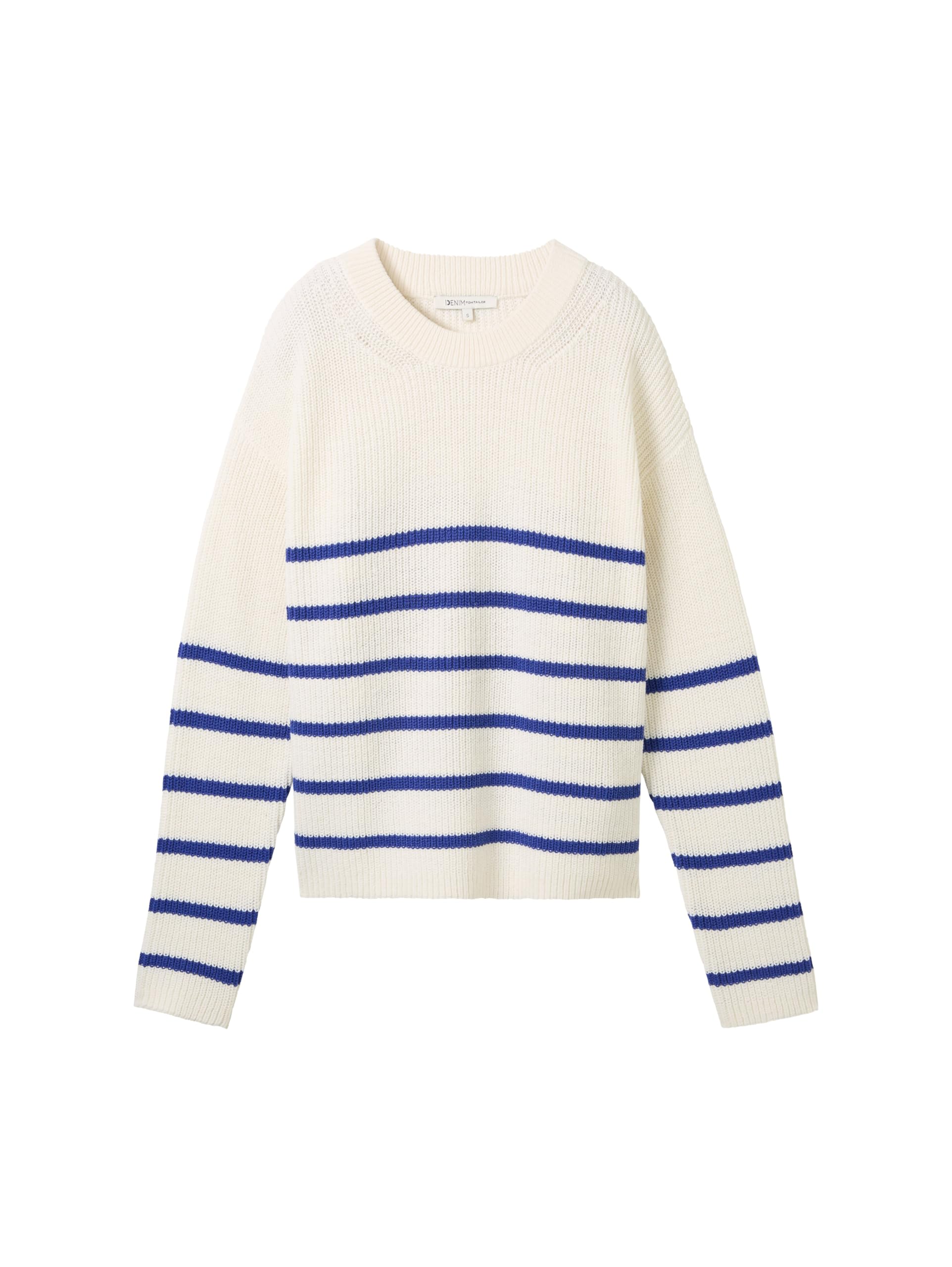 Tom Tailor Denim Damen 1043328 Basic Strickpullover mit Streifen (1er Pack)