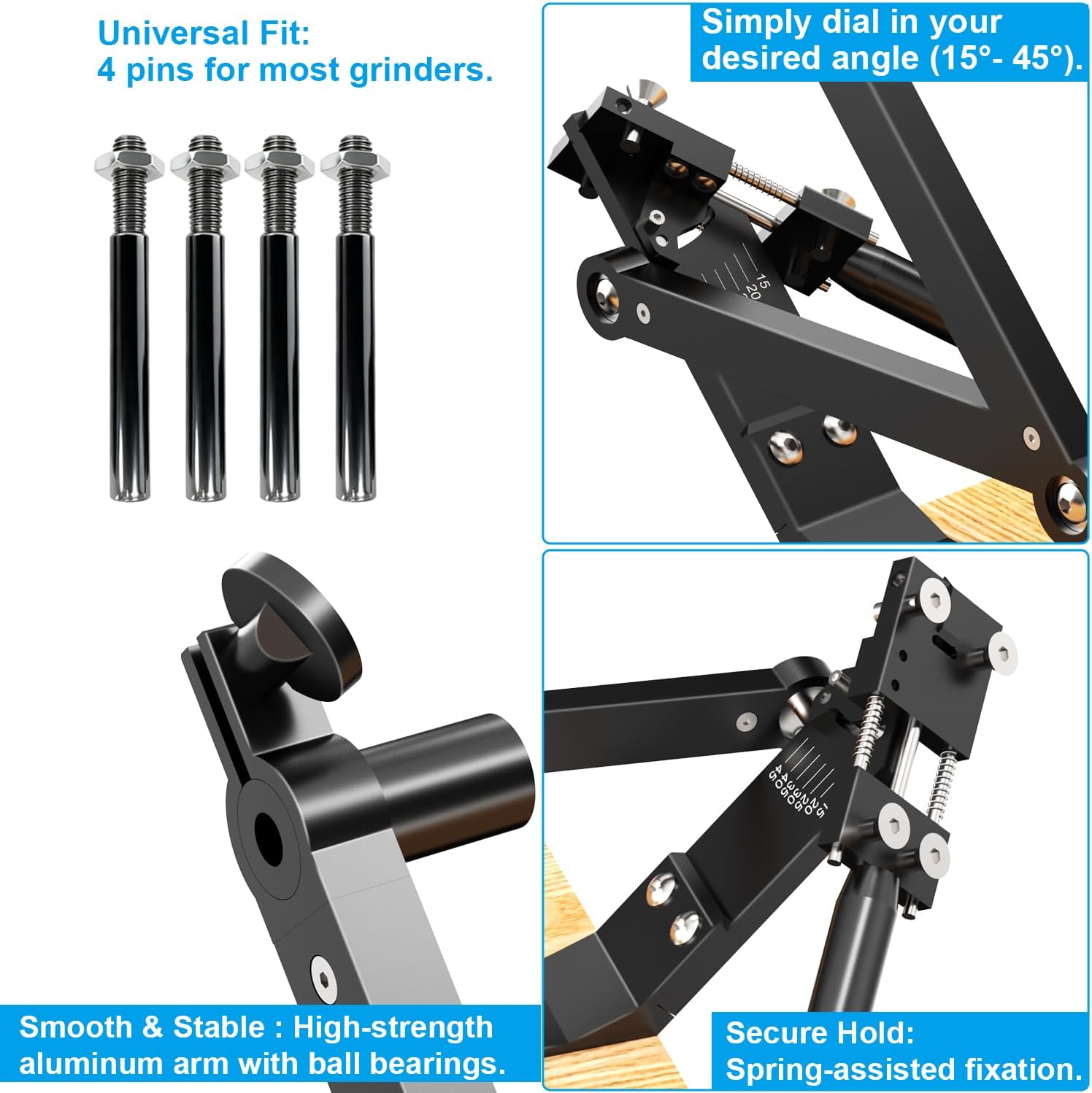 Lawn Mower Blade Sharpener & Mower Blade Balancer Kit, 15°-45° Dual-Pendulum Mower Blade Sharpener for Straight Mulching Blades, High Precision Magnetic Lawn Mower Blade Balancer