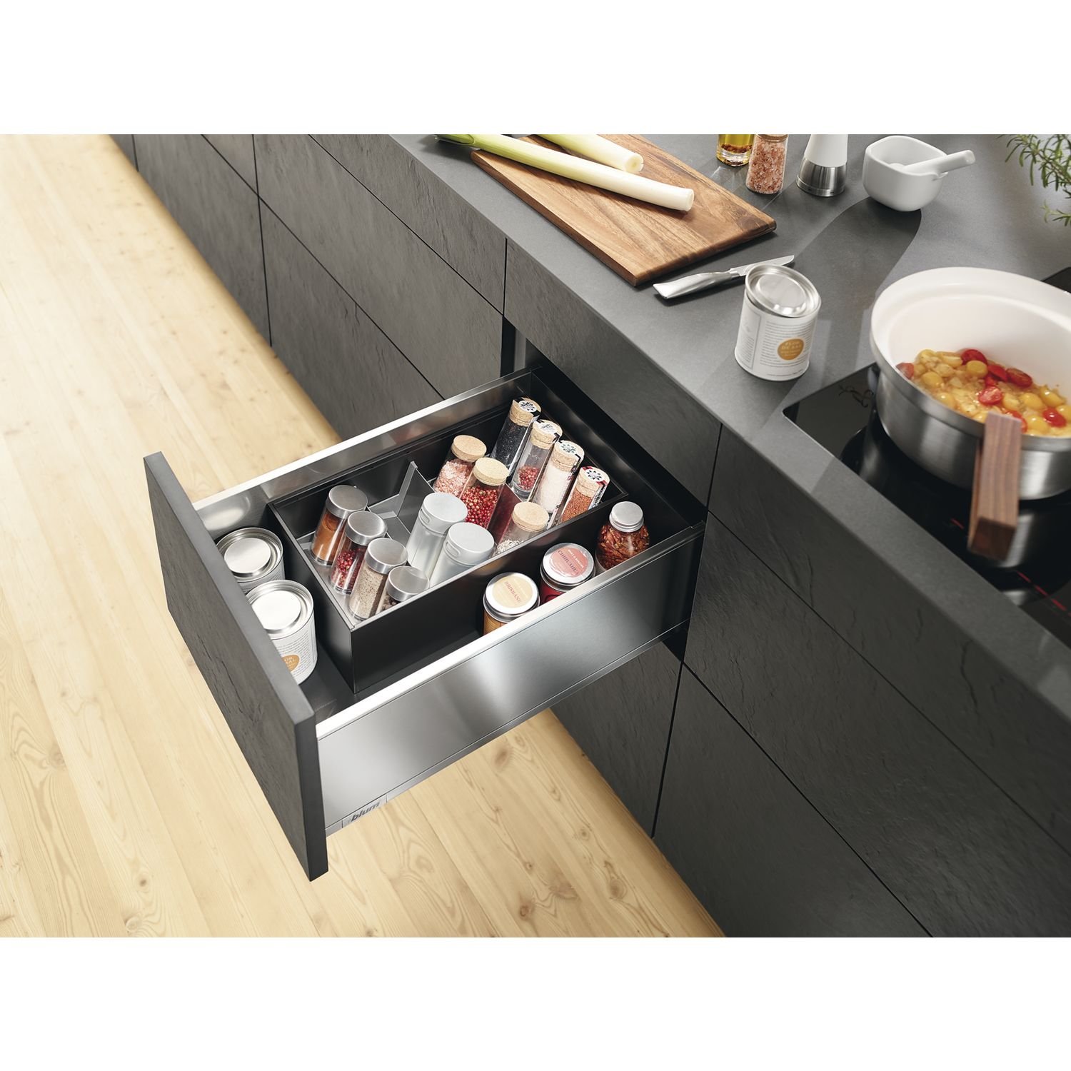 GedoTec Schubladeneinsatz Gewürzregal AMBIA-LINE - Orga-Line Gewürzhalter Ordungssystem | Blum ZC7G0P0I | hochwertig für Gewürzgläser & Ordnung im Küchen-Schrank | 1 Stück - Schubladen-Organizer
