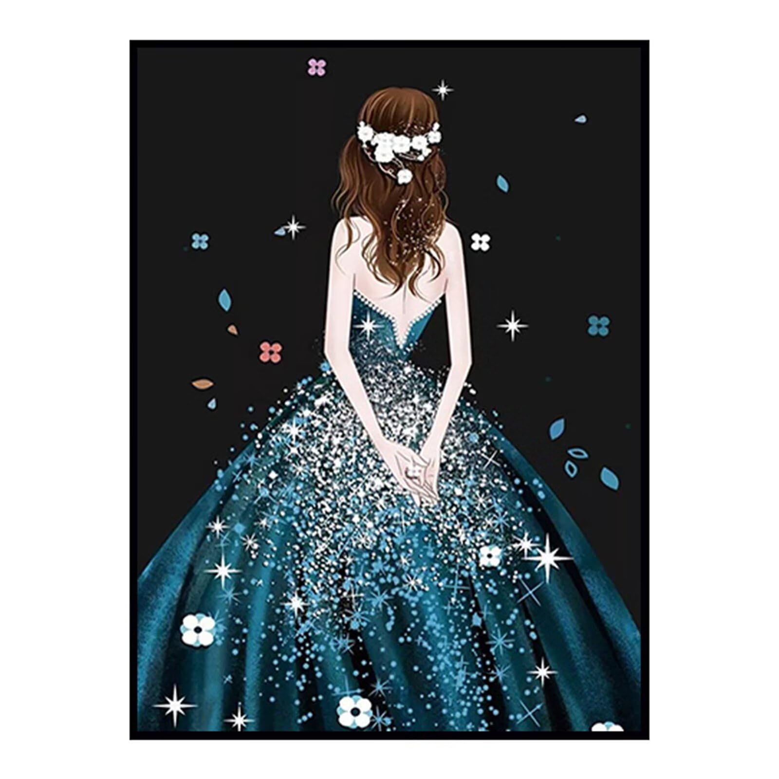 Cadeau broderie diamant enfant et adulte : kit de loisirs créatifs robes de filles 40x50