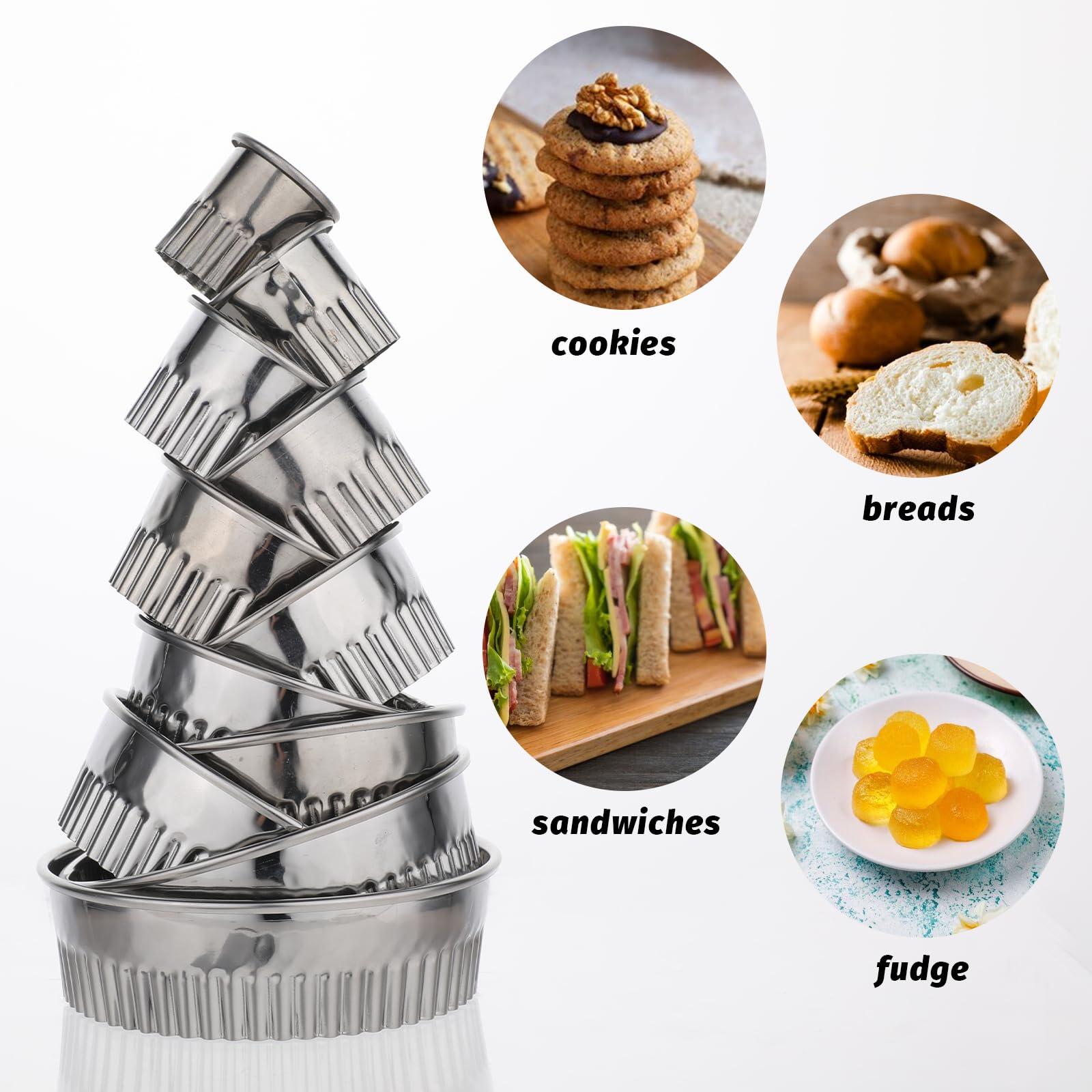 Lot De 11 Emporte-pièces Ronds En Acier Inoxydable Avec