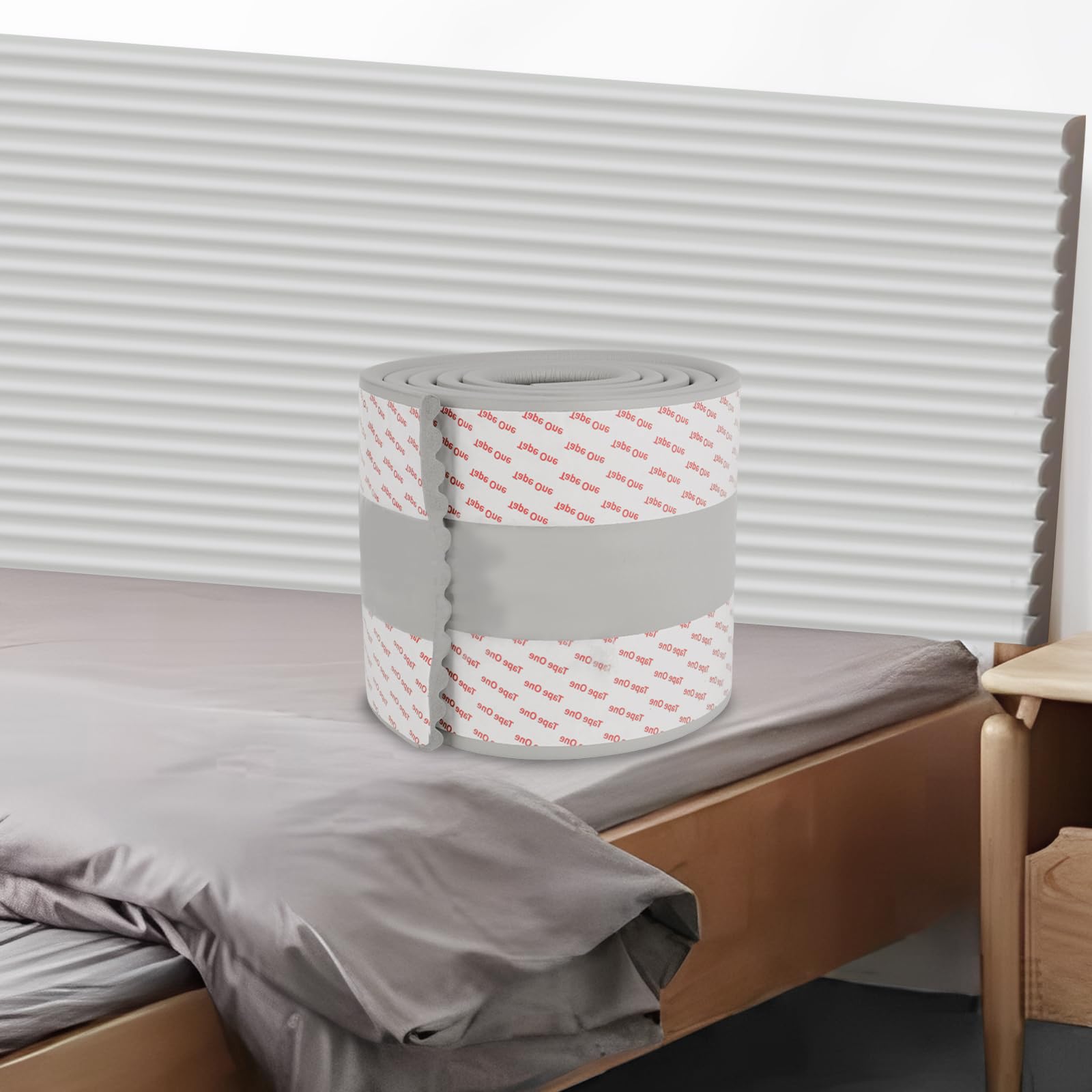 2M Anti Collision Wall Padding, 3D Upholstered Wall Panels Self Adhesive, 1.2CM Thick Soft Wall Cushion for Bedroom & Living Room, Padded Wall Panels (Grey,20x200CM)