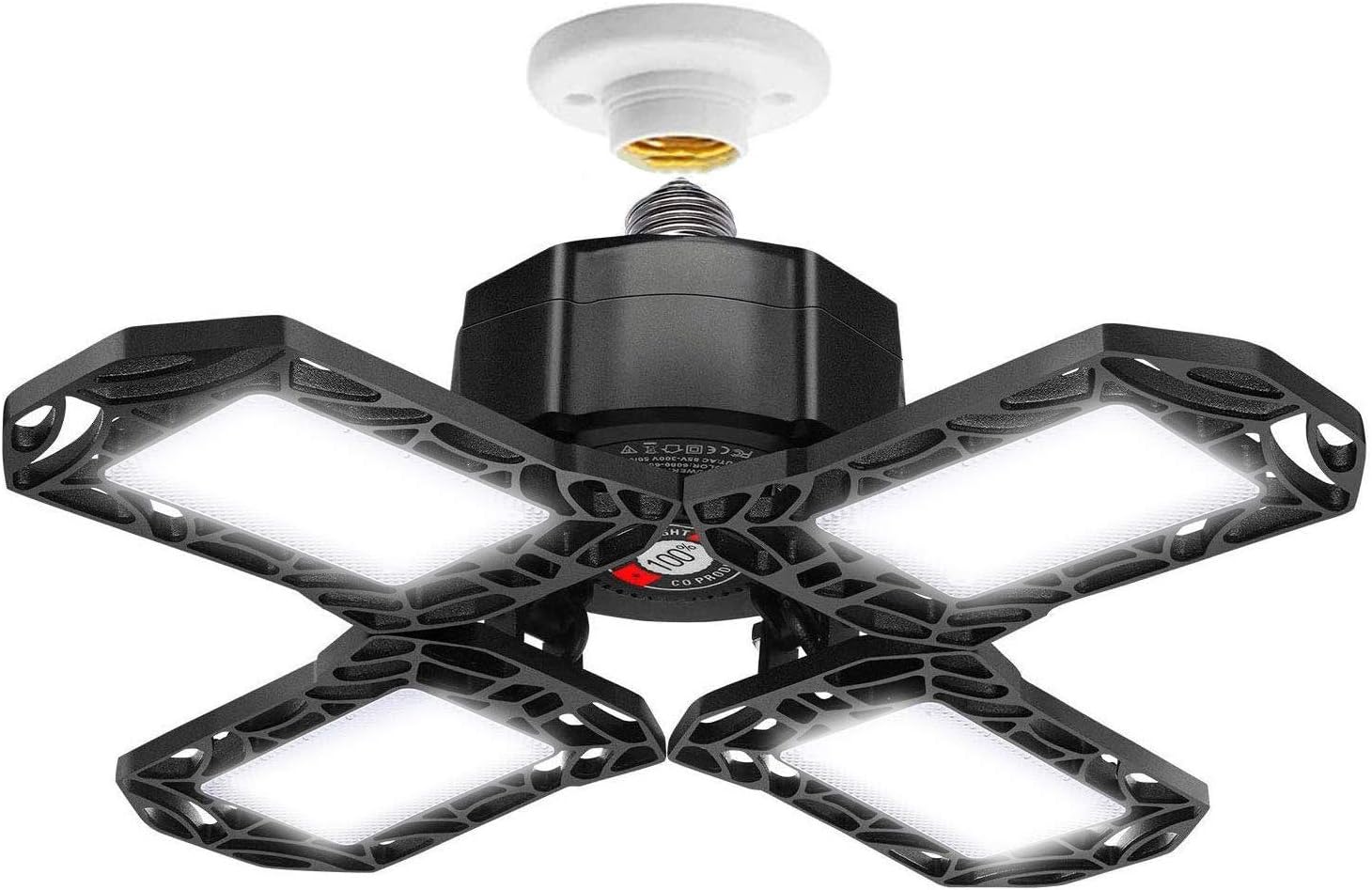 LED Garage Lights 120W Garage Light E26/E27 Deformable 4 Panels Garage