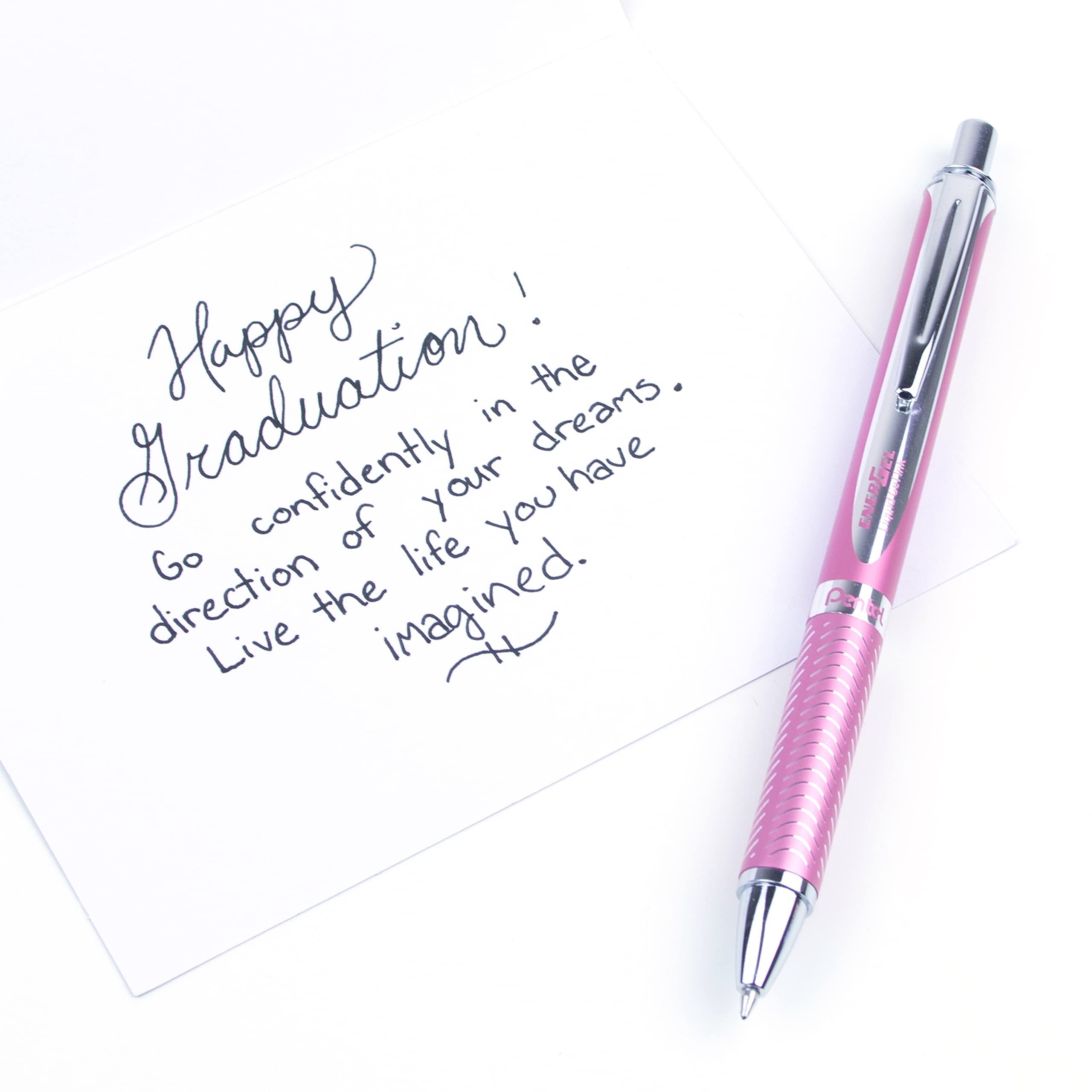 Pentel 0.7 mm punta "EnerGel Sterling nero inchiostro penna – Baby Blue (confezione da 12) rosa