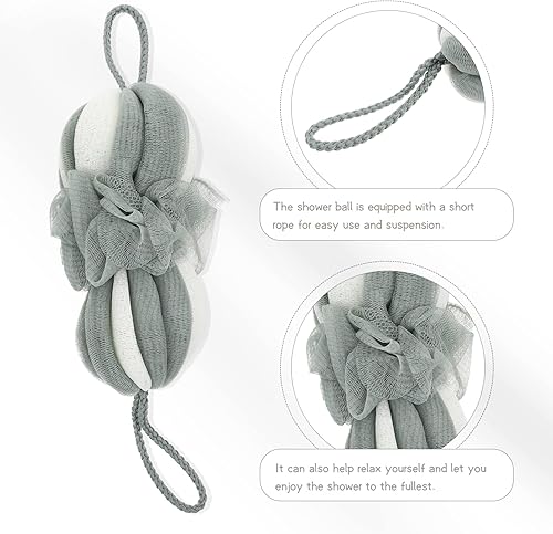 Miniatura 6 de Beavorty Esponjas de baño largas para ducha de baño, esponja de baño de malla elástica trenzada para el cuerpo, esponja de baño para baño,