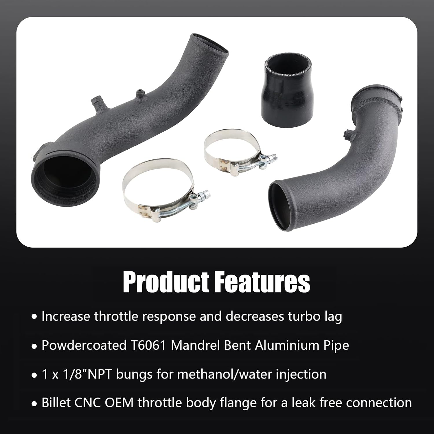 Intake Turbo Charge Pipe Compatible with BMW N55 F30 F31 F36 335i/F32 435i/F22 F23 M235i/F20 M135i/F87 M2, Improve Throttle Response, Decreases Turbo Lag
