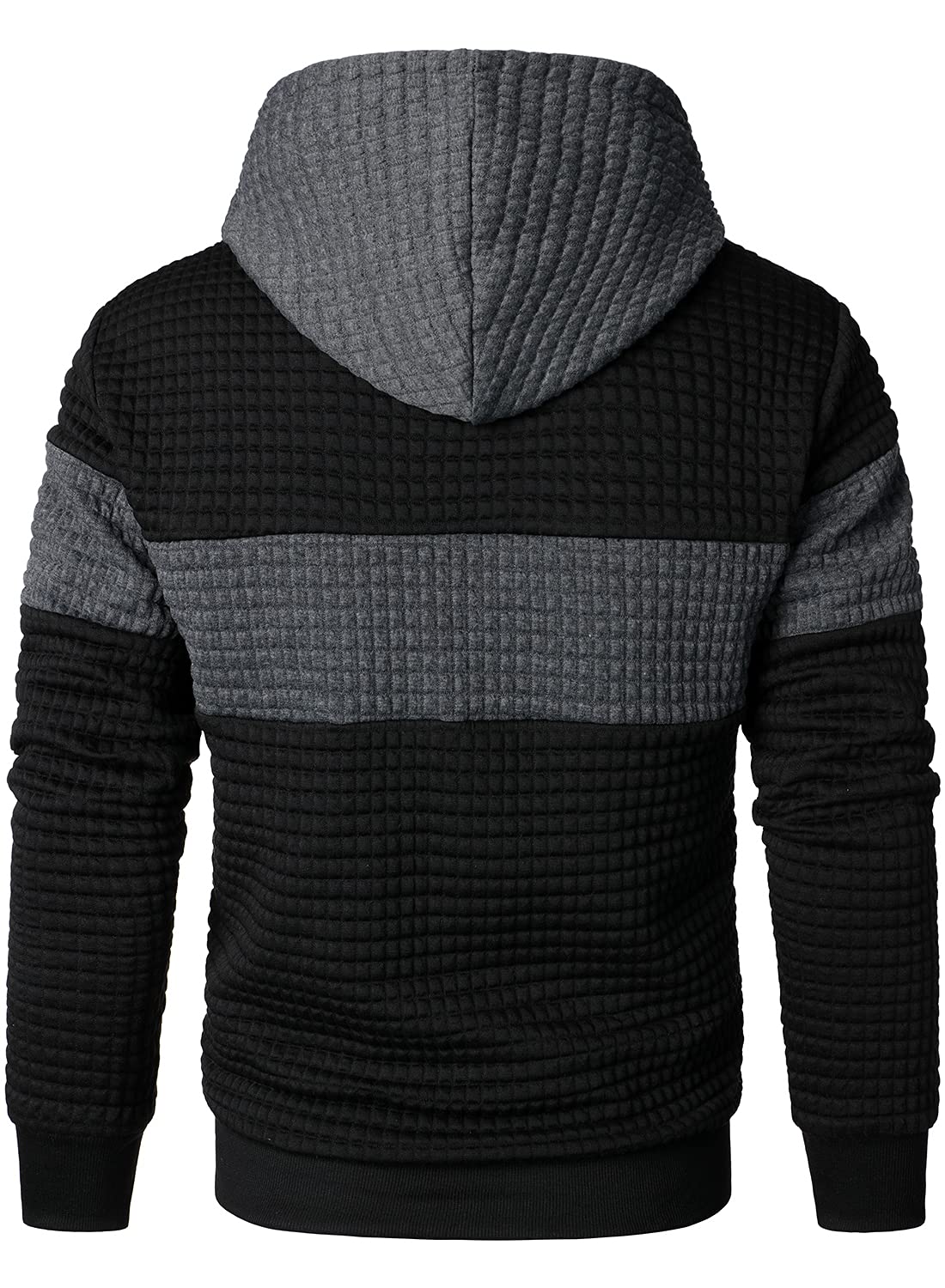 HOOD CREW - Sudaderas de manga larga con capucha con cordón para hombre, informal, de jacquard a cuadros