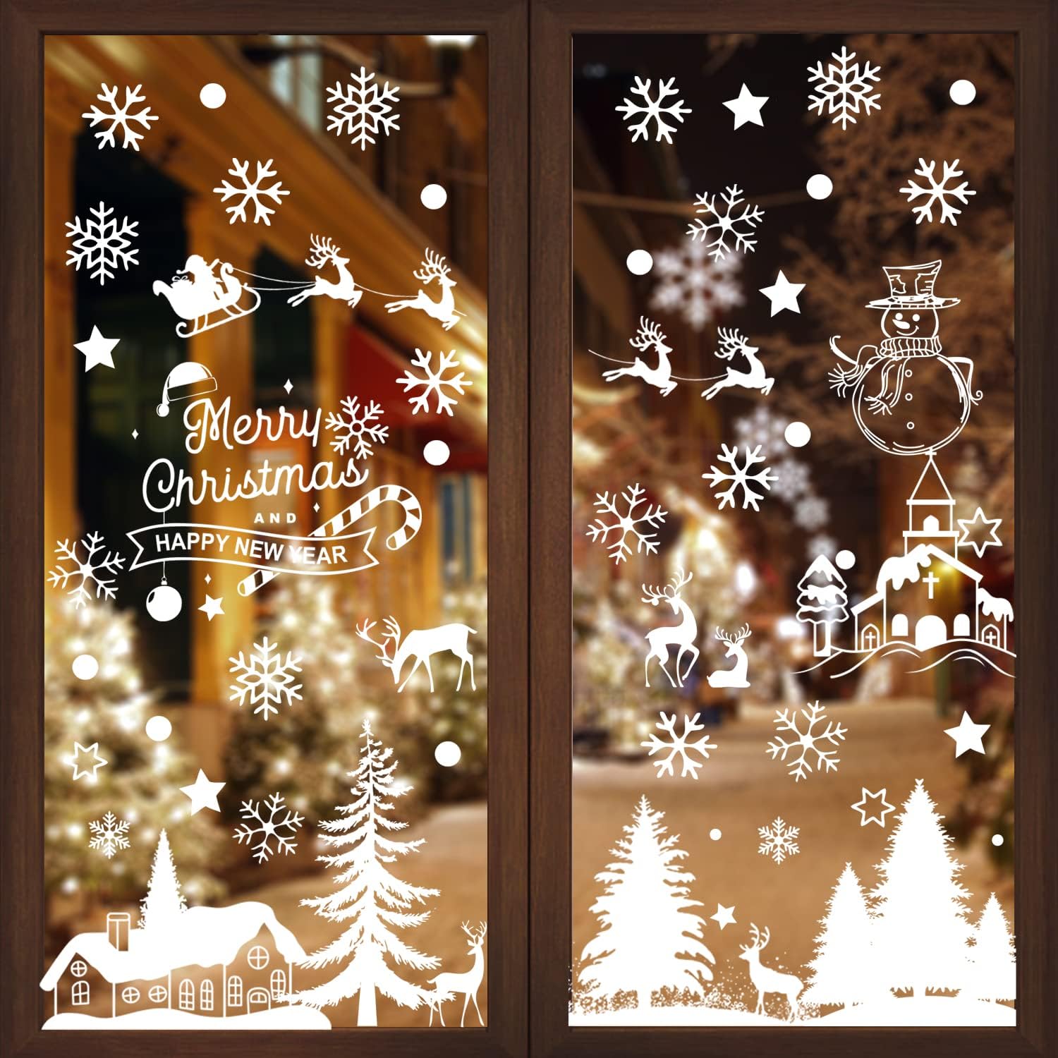 DIYDEC Christmas Window Stickers, 9 Sheet Reusable Christmas Snowflake
