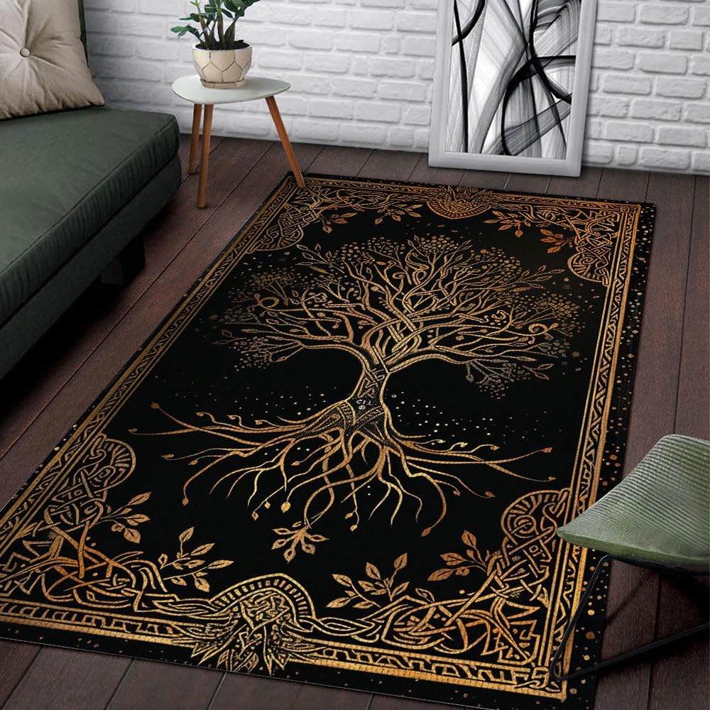 Generic Unique Viking Yggdrasil Tree of Life Rug, Viking Area Rugs for Living Room, Viking Carpet Bedroom Full Size (3x5, 4x6, 5x8 ft), Tree of Life