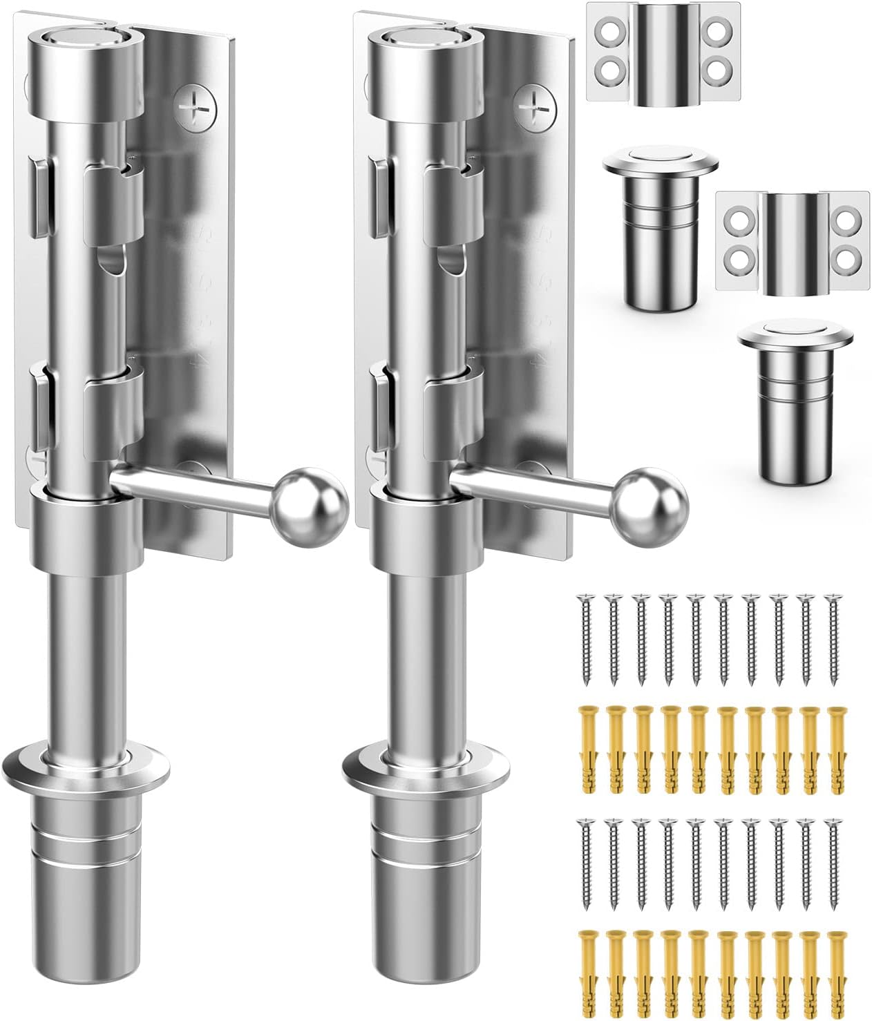 Heavy Duty Slide Bolt Gate Latch Hardware, 6.3 Inch Solid 304 Stainless Steel Latches Electroplating Finish, Barrel Bolt Lock for Wooden Fence, Yard Door, Barn Door, Shed Door, Interior