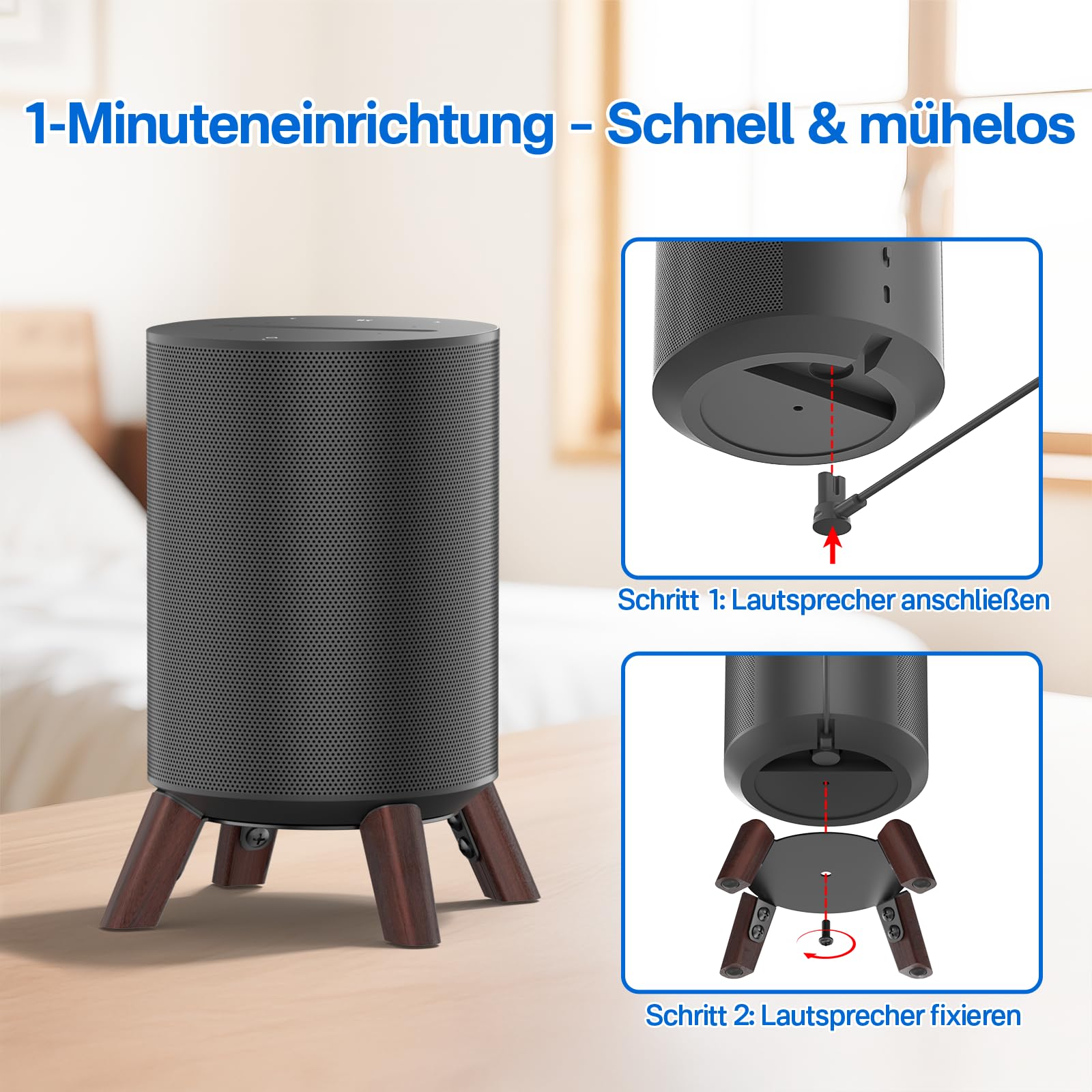 Soporte de Escritorio de trípode de Madera para Soporte de Escritorio Sonos Era 100 | Soporte de Altavoz de Escritorio Estable Diseñado para Soporte de Escritorio Sonos Ear 100